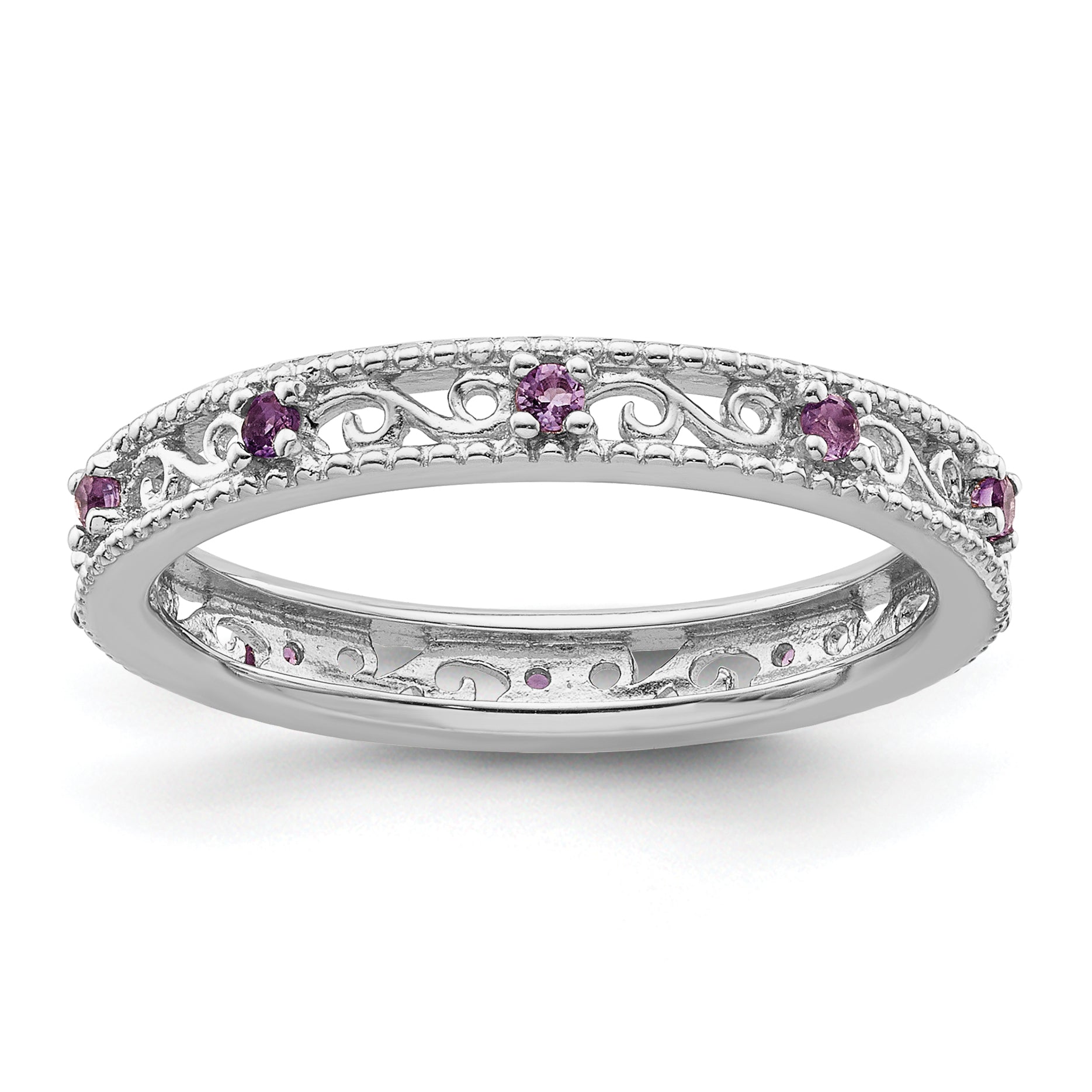 Sterling Silver Stackable Expressions Amethyst Ring Main image