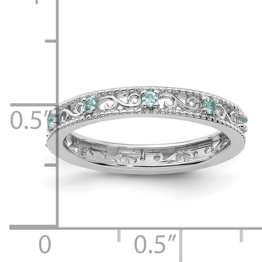 Sterling Silver Stackable Expressions Aquamarine Ring