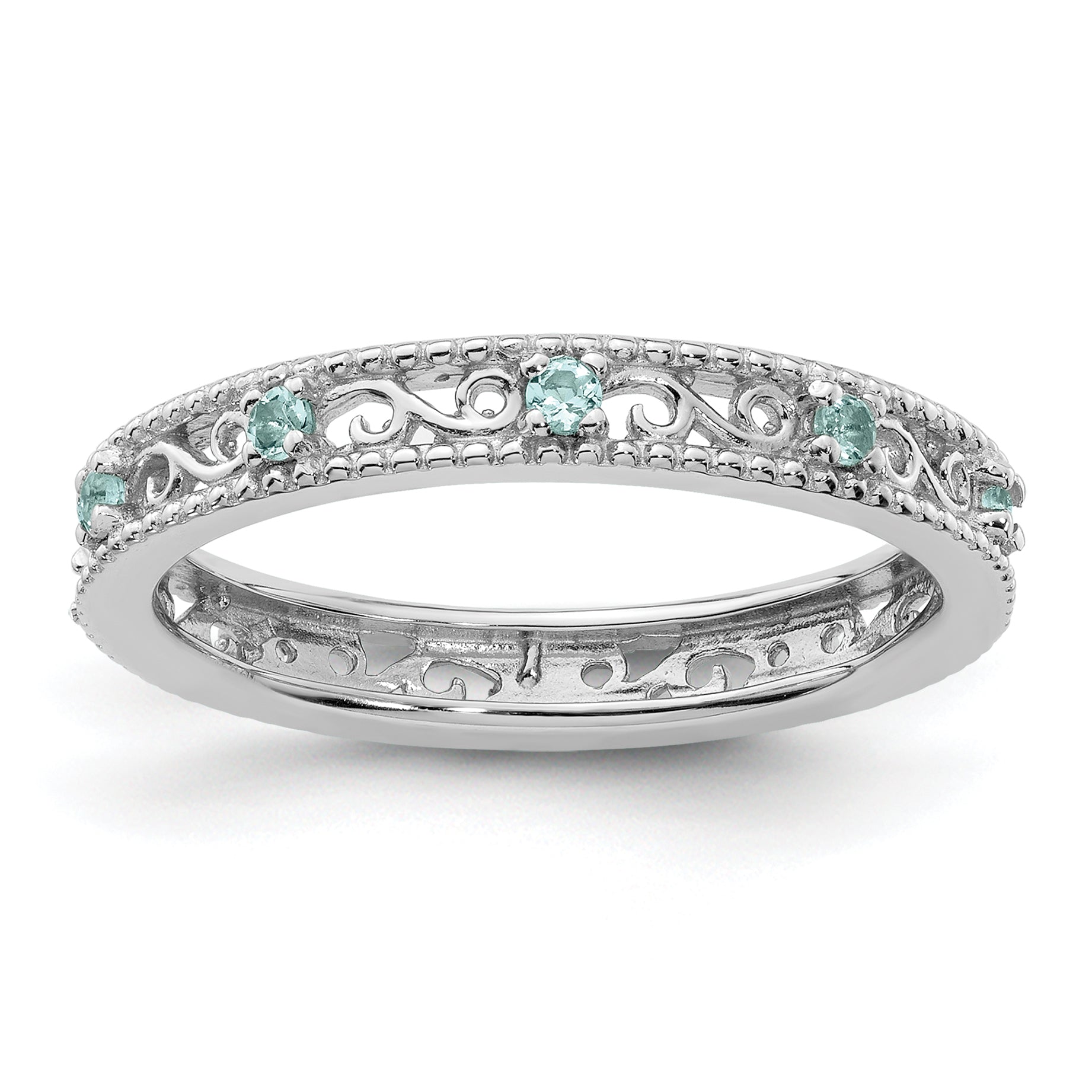 Sterling Silver Stackable Expressions Aquamarine Ring Main image