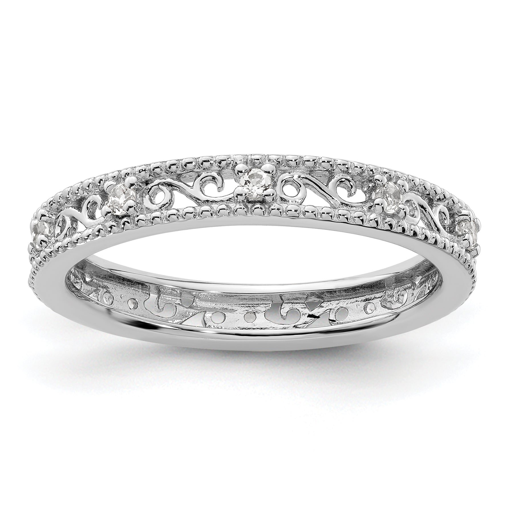 Sterling Silver Stackable Expressions White Topaz Ring Main image
