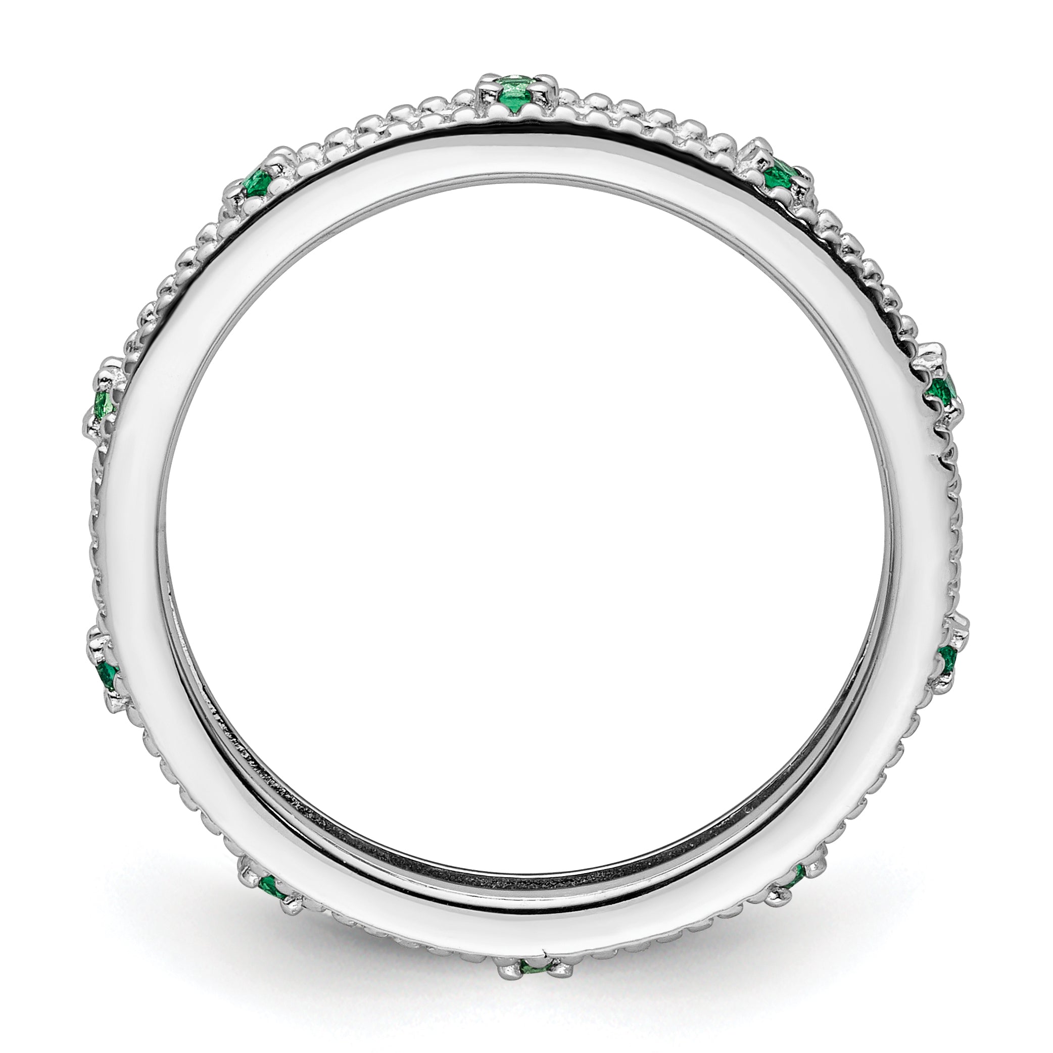 Sterling Silver Stackable Expressions Created Emerald Ring Secondary image