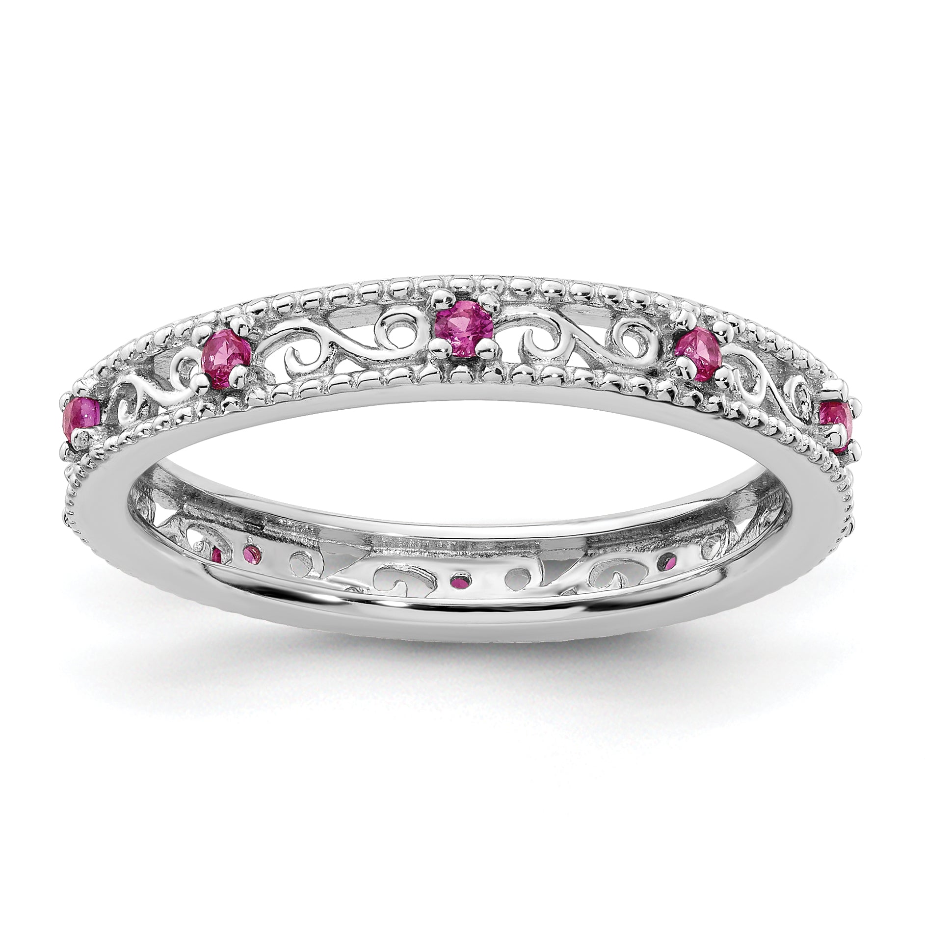 Sterling Silver Stackable Expressions Created Ruby Ring Main image