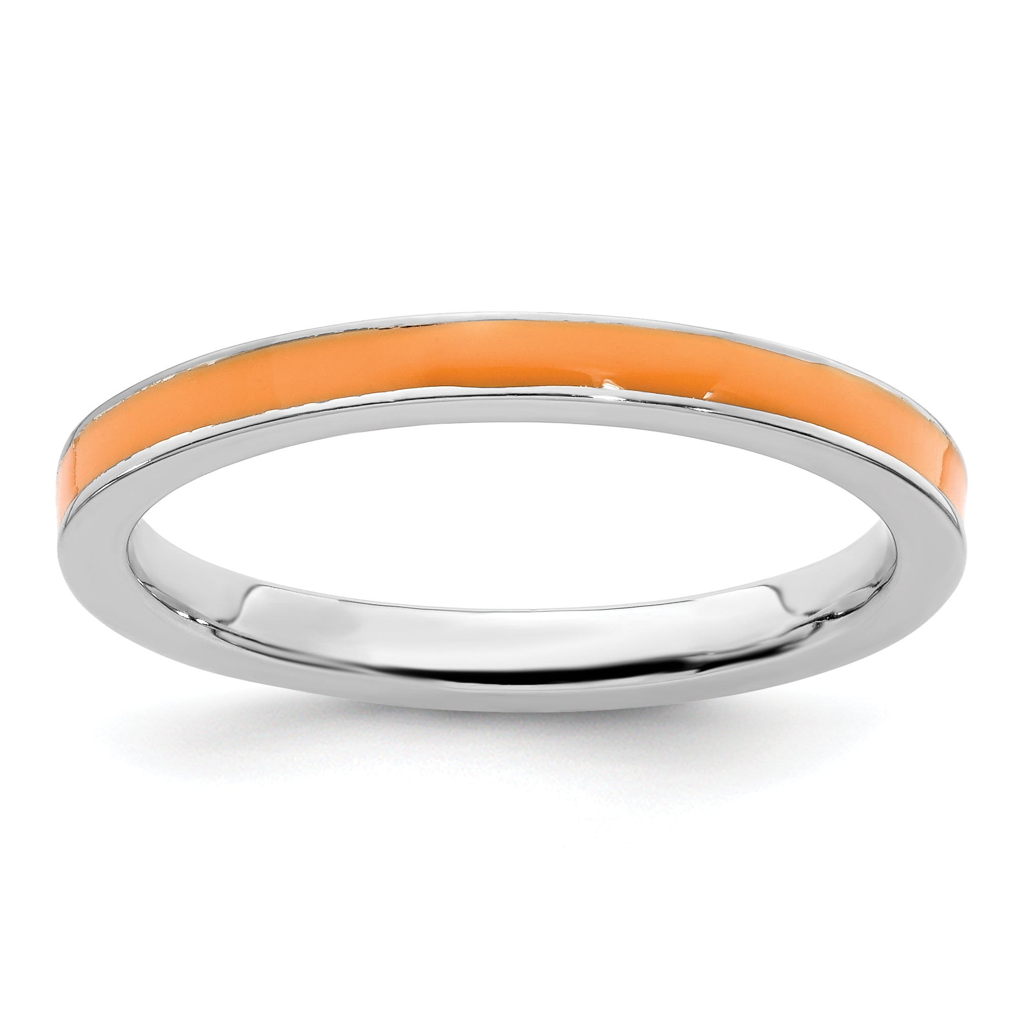 Sterling Silver Stackable Expressions Orange Enameled 2.25mm Ring Main image