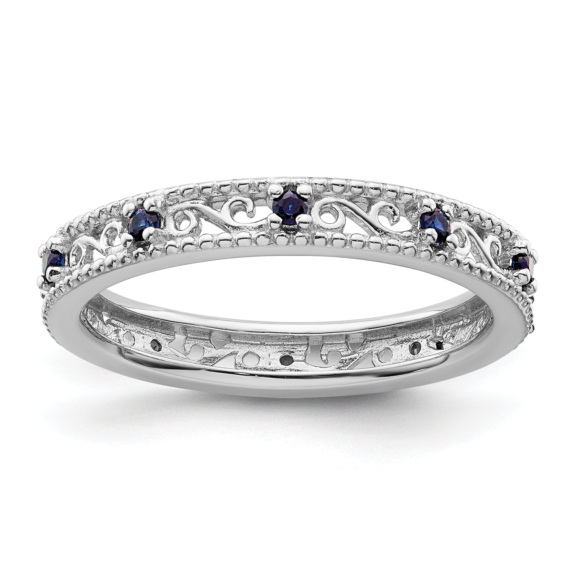 Sterling Silver Stackable Expressions Created Sapphire Ring Main image