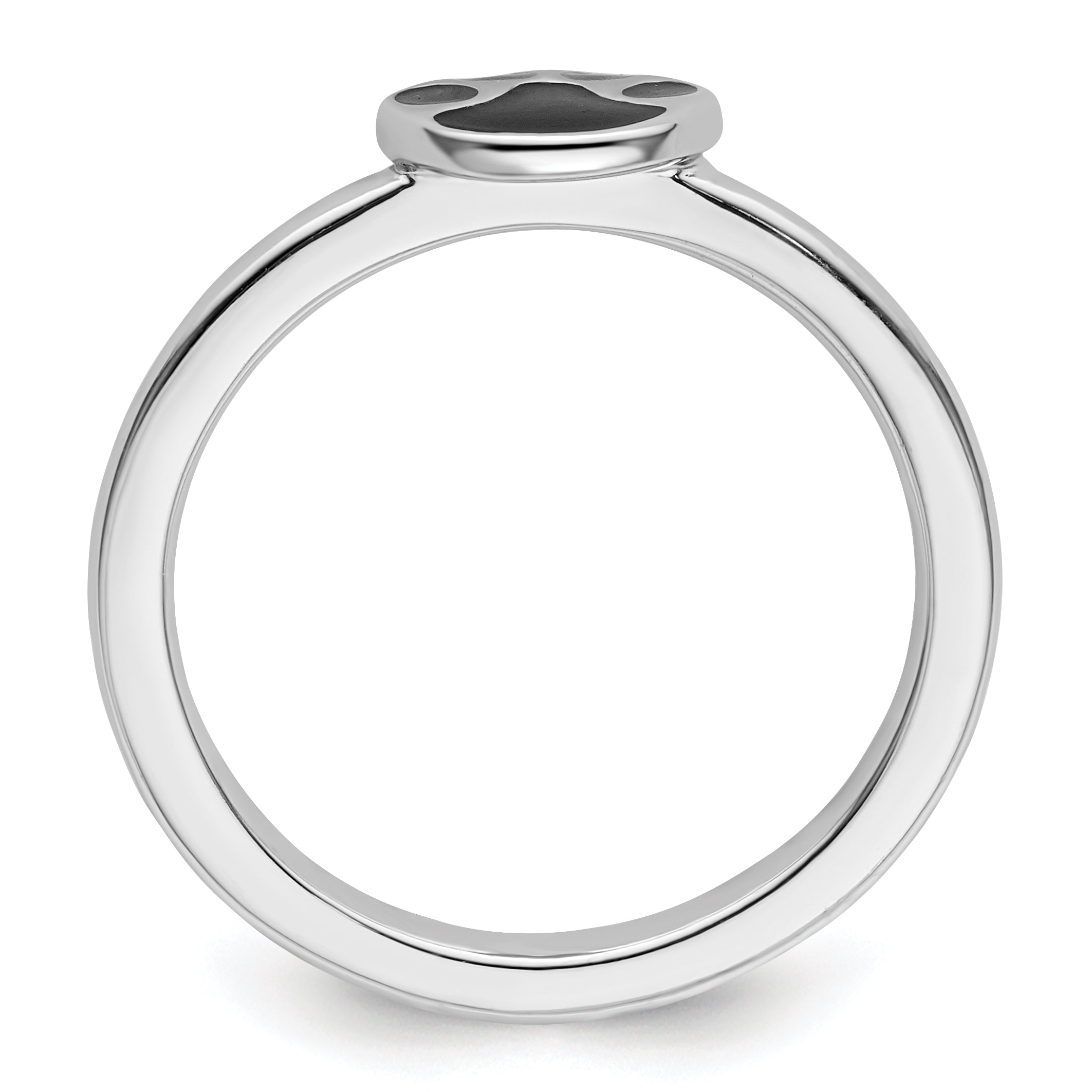 Sterling Silver Stackable Expressions Black Enamel Pawprint Ring Secondary image