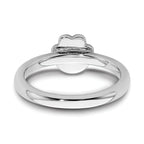 Sterling Silver Stackable Expressions Black Enamel Pawprint Ring