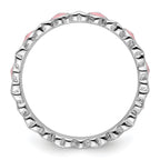 Sterling Silver Stackable Expressions Pink & White Enamel Heart Ring