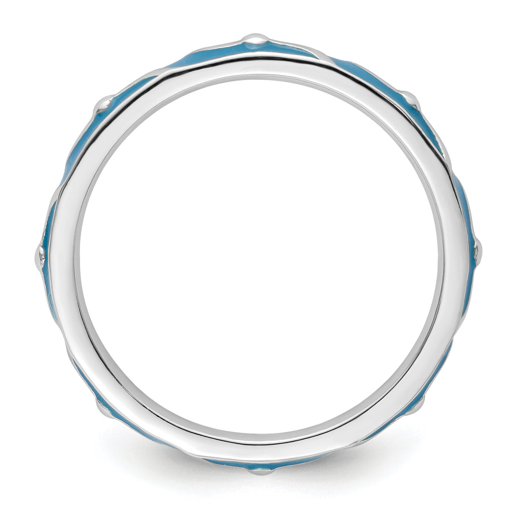 Sterling Silver Stackable Expressions Blue Enamel Ring
