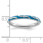 Sterling Silver Stackable Expressions Blue Enamel Ring