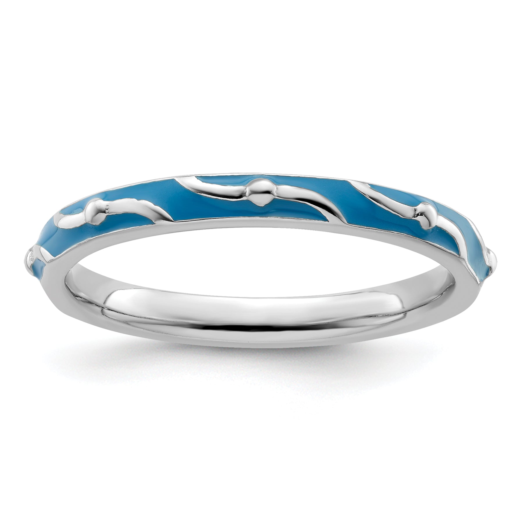 Sterling Silver Stackable Expressions Blue Enamel Ring Main image