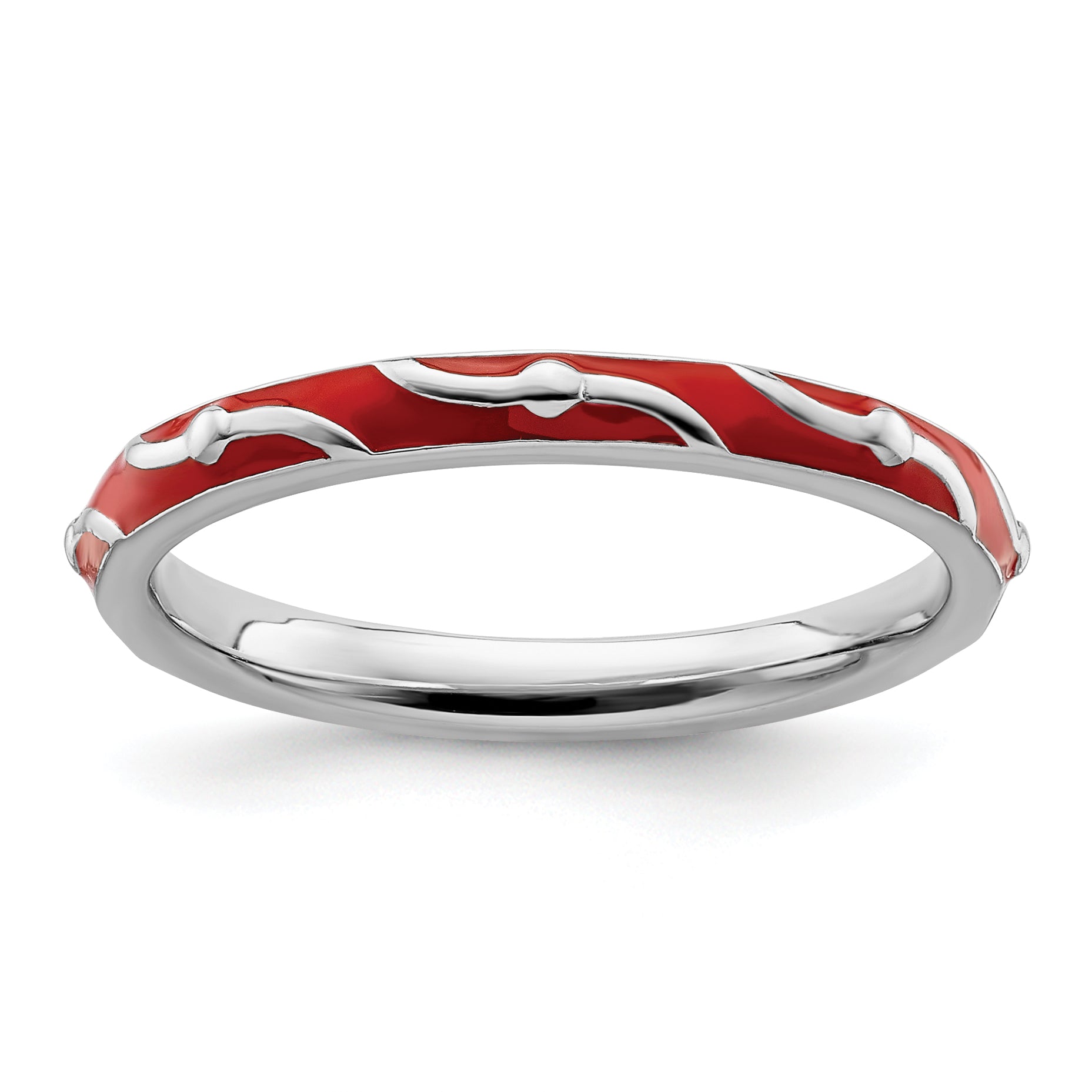 Sterling Silver Stackable Expressions Red Enamel Ring Main image