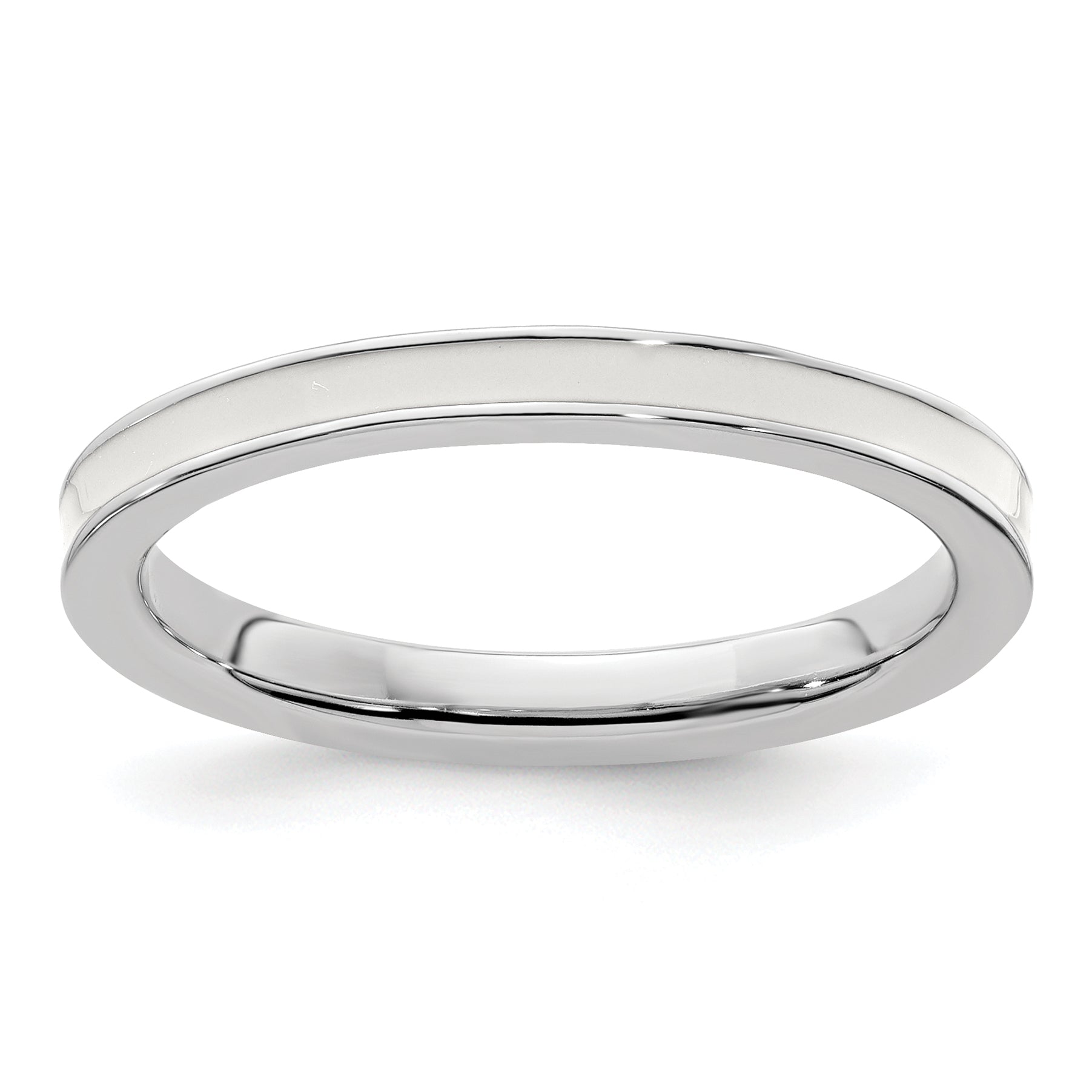 Sterling Silver Stackable Expressions White Enameled 2.25mm Ring Main image