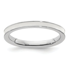 Sterling Silver Stackable Expressions White Enameled 2.25mm Ring