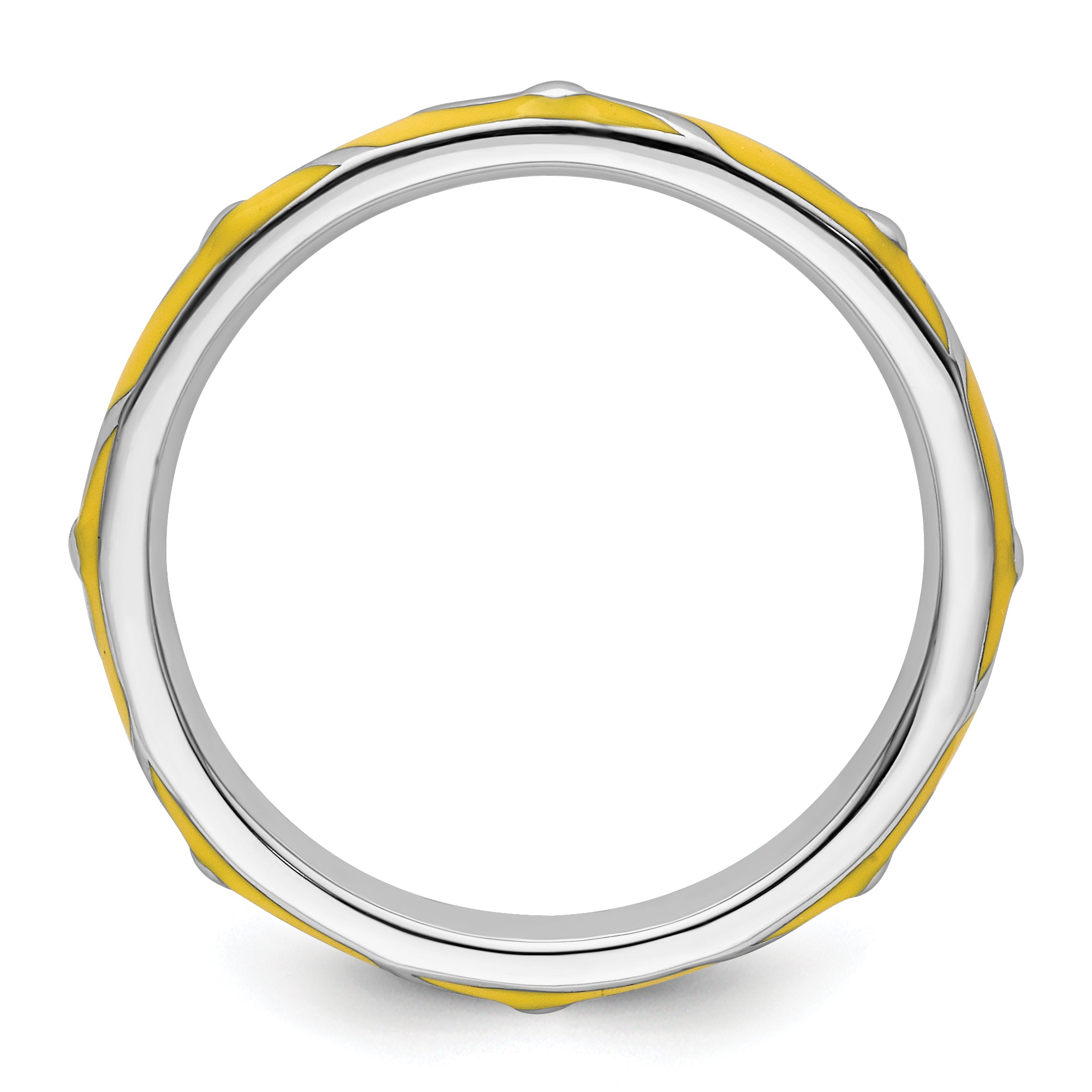 Sterling Silver Stackable Expressions Yellow Enamel Ring Secondary image