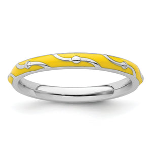 Yellow Enamel Stackable Ring in Sterling Silver - Sophia Jewelers