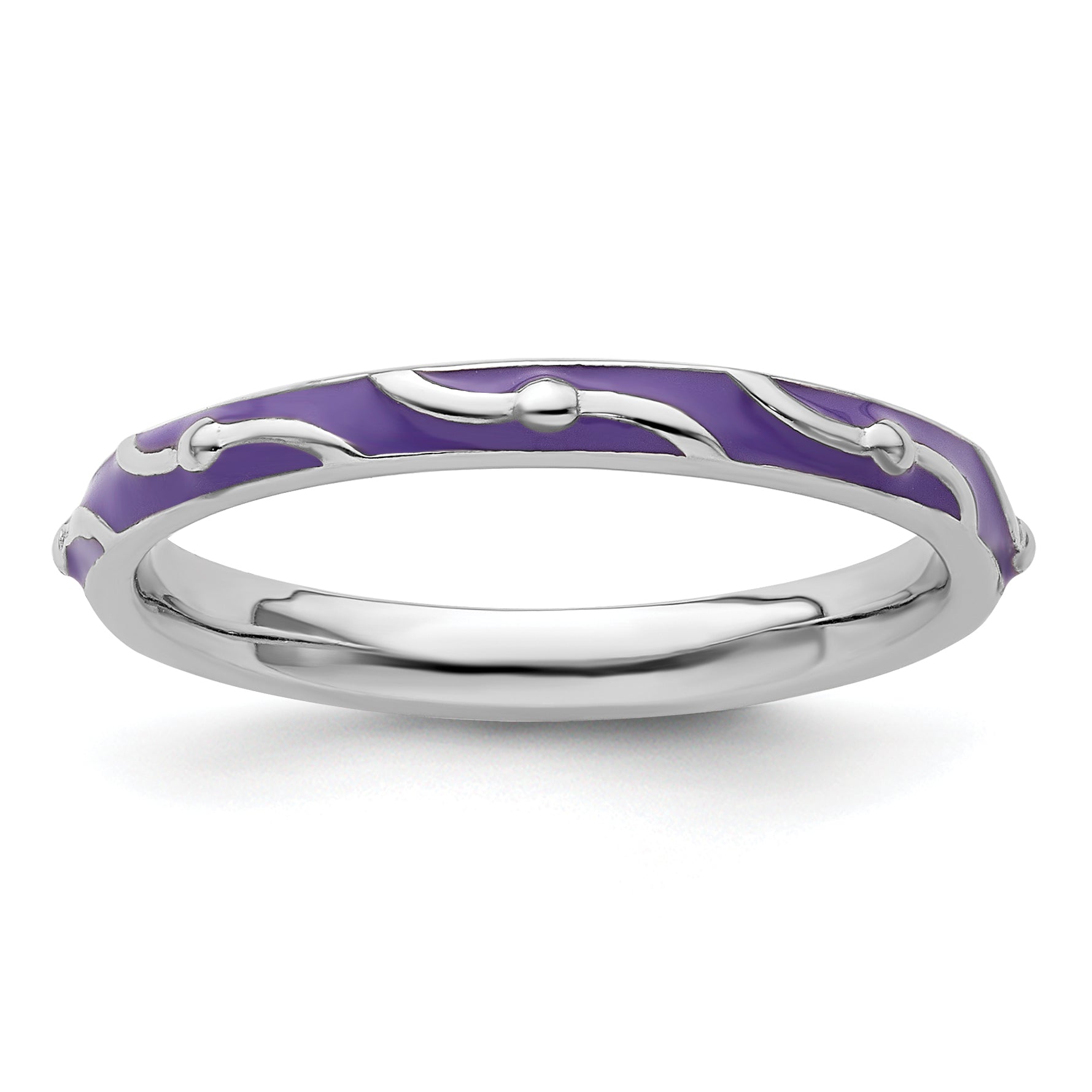 Sterling Silver Stackable Expressions Purple Enamel Ring Main image