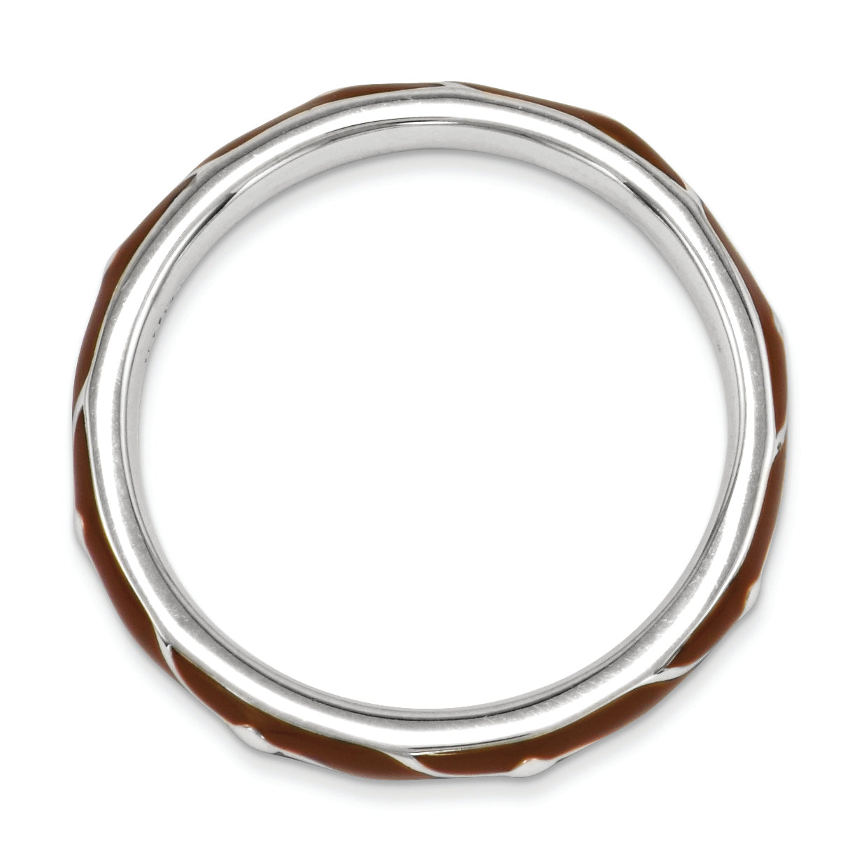 Sterling Silver Stackable Expressions Brown Enamel Ring Secondary image