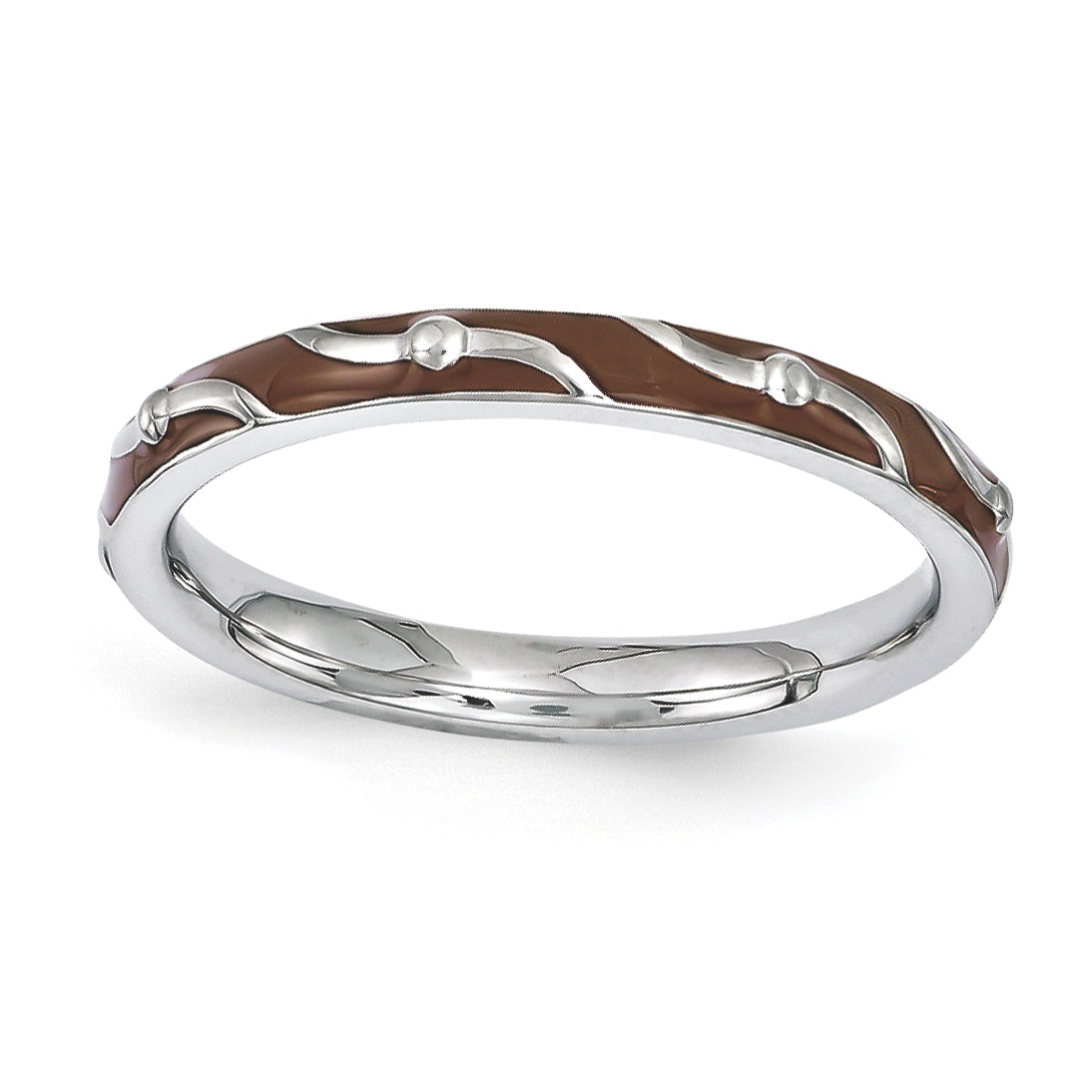 Sterling Silver Stackable Expressions Brown Enamel Ring Main image