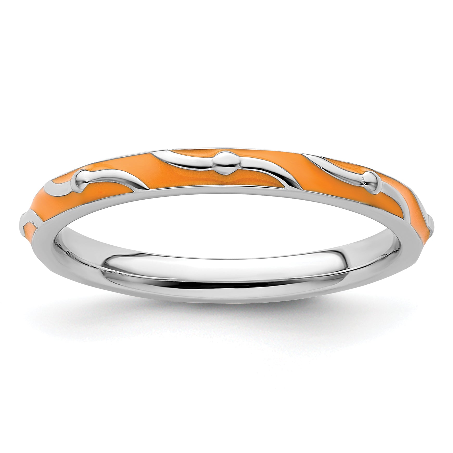 Sterling Silver Stackable Expressions Orange Enamel Ring Main image