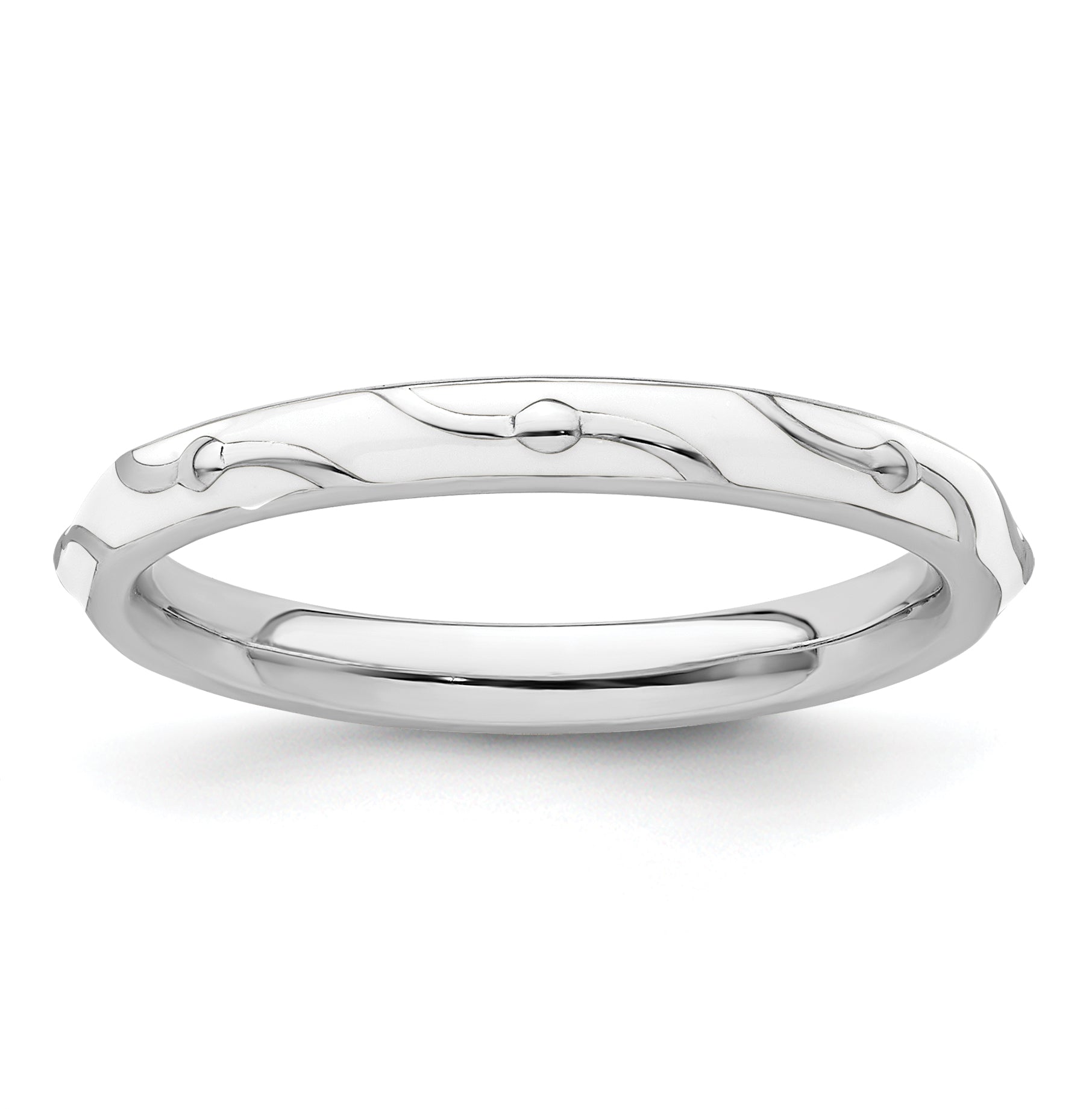 Sterling Silver Stackable Expressions White Enamel Ring Main image