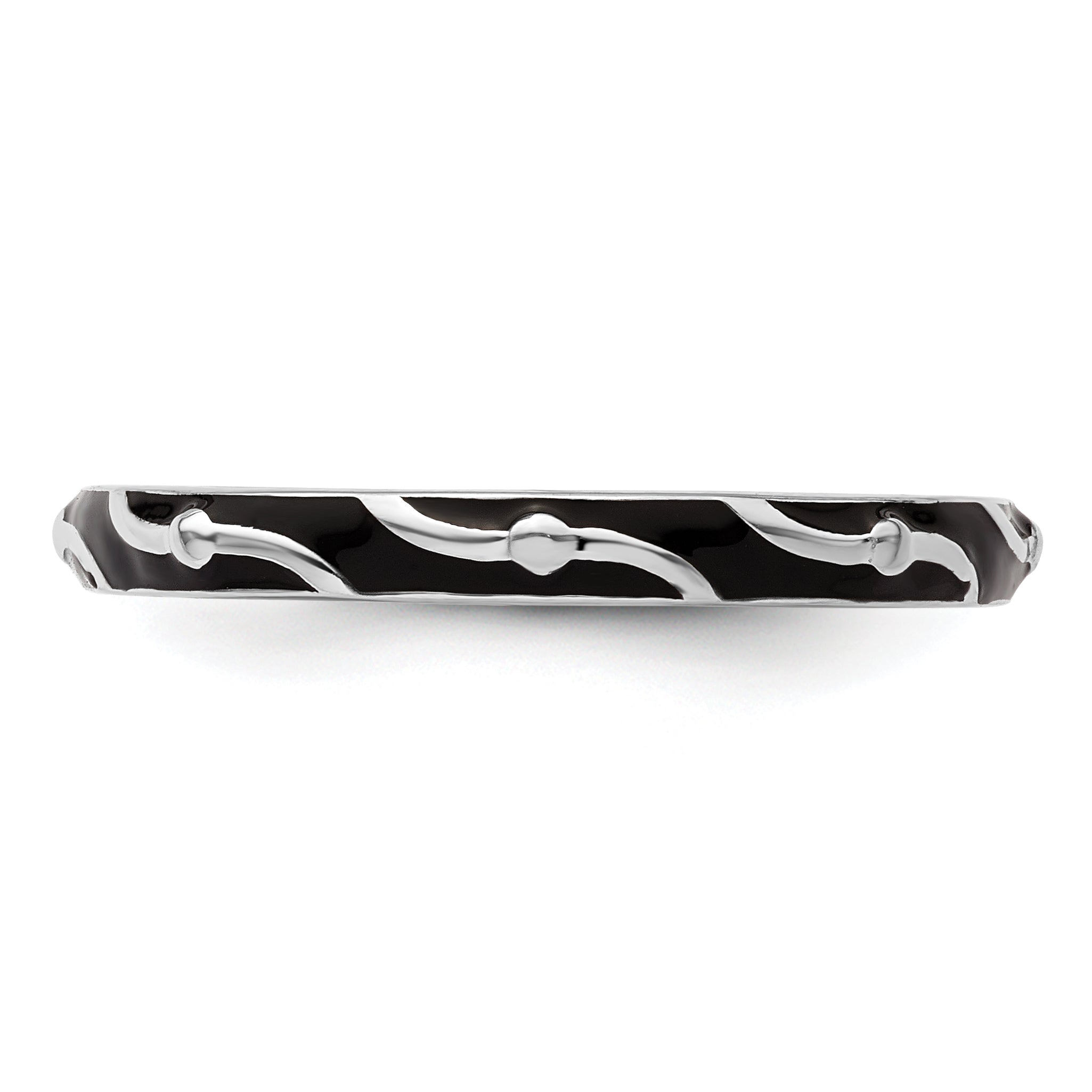 Sterling Silver Stackable Expressions Black Enamel Ring Secondary image