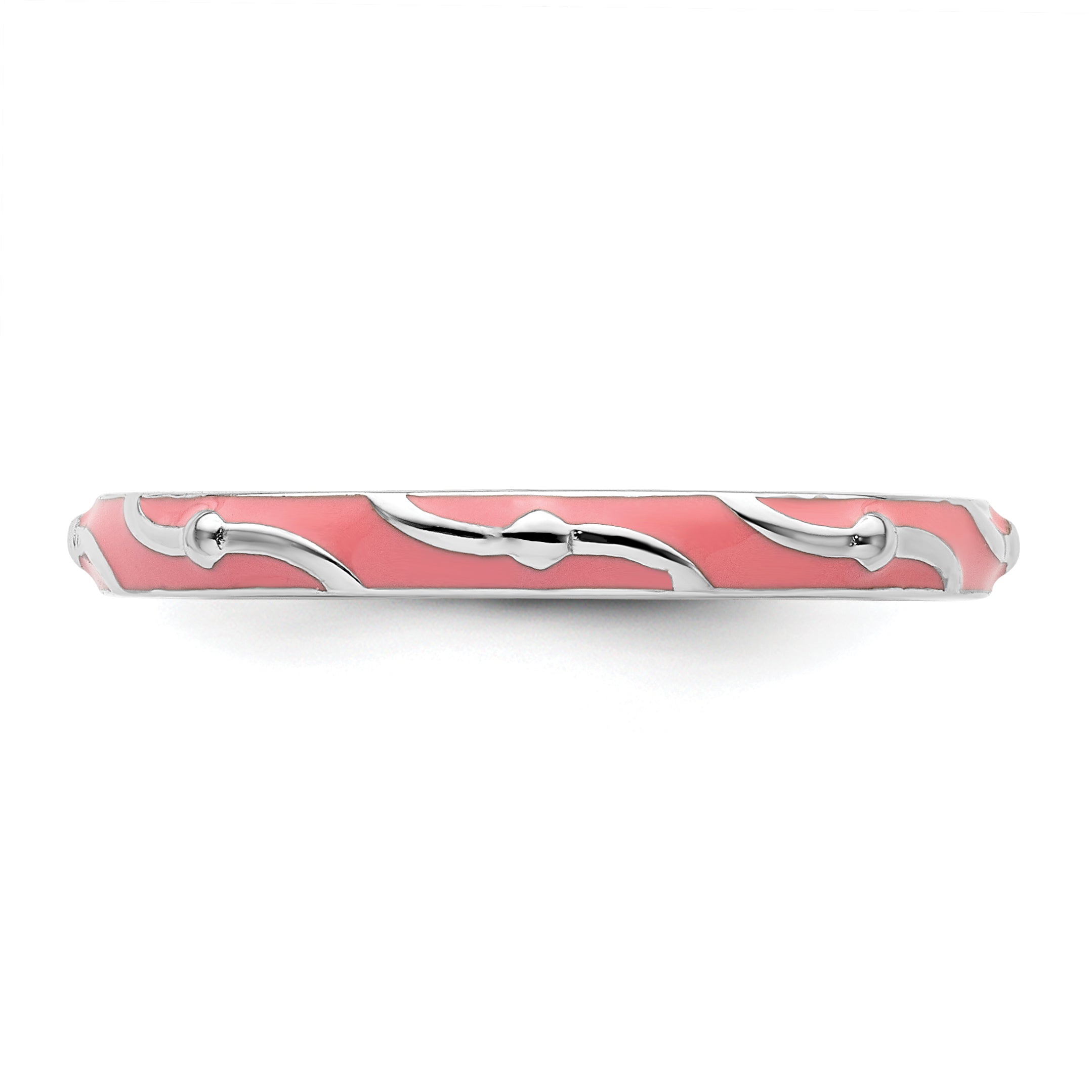 Sterling Silver Stackable Expressions Pink Enamel Ring