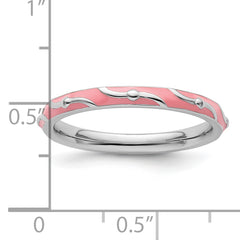 Sterling Silver Stackable Expressions Pink Enamel Ring
