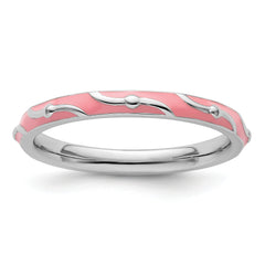 Sterling Silver Stackable Expressions Pink Enamel Ring