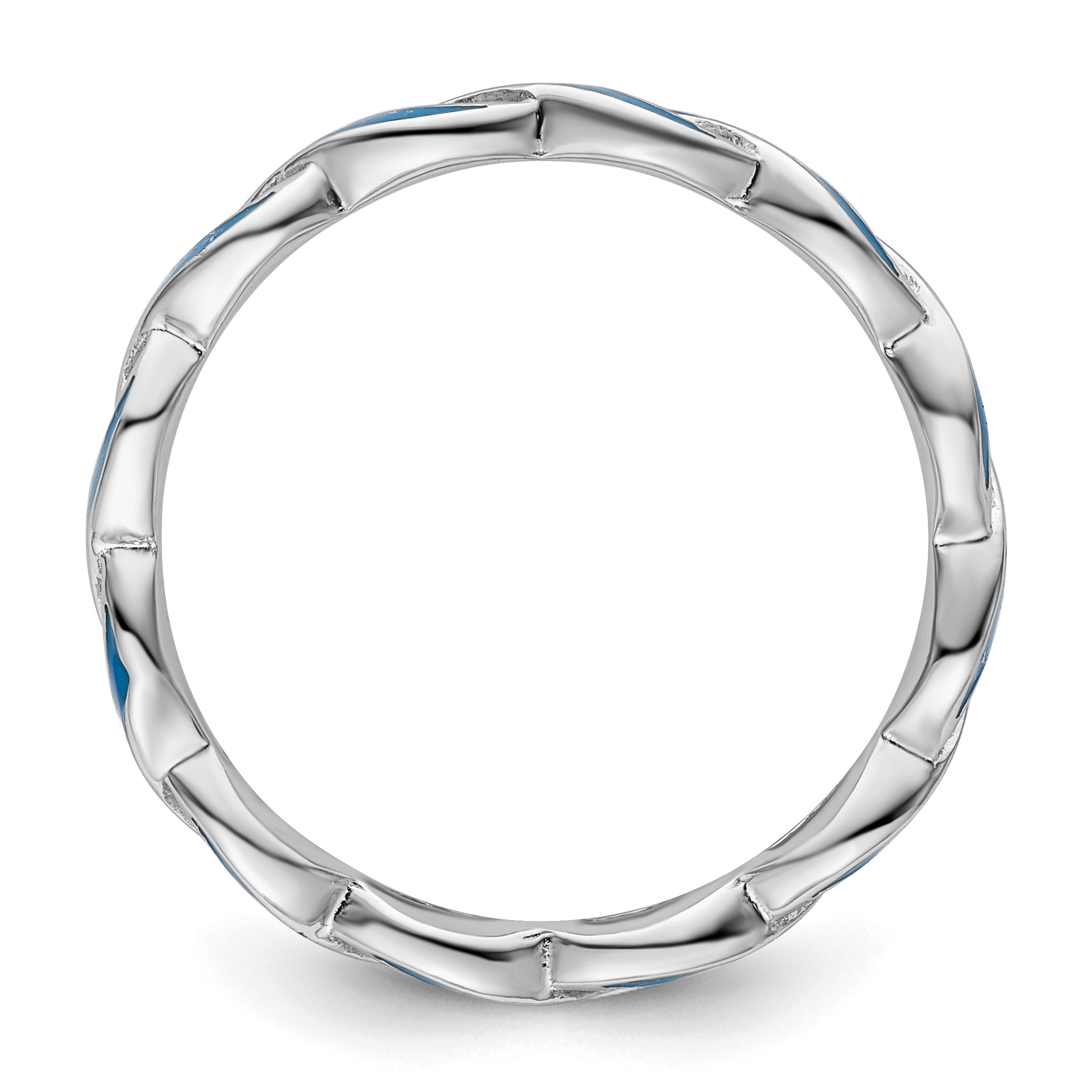 Sterling Silver Stackable Expressions Blue Enamel Ring Secondary image