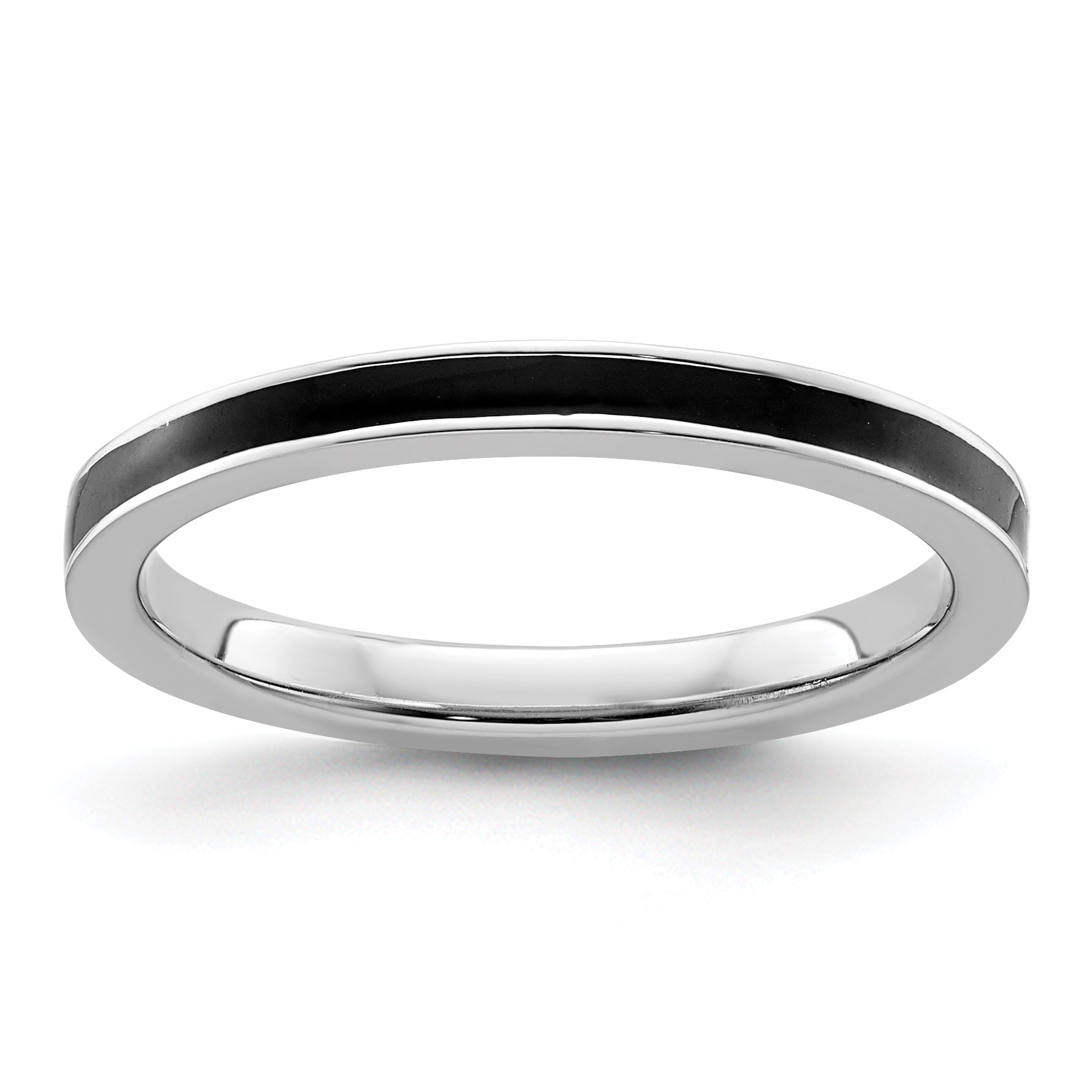Sterling Silver Stackable Expressions Black Enameled 2.25mm Ring Main image