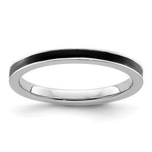 Black Enameled Stackable Ring in Sterling Silver, 2.25mm, Size 5–10 - Sophia Jewelers