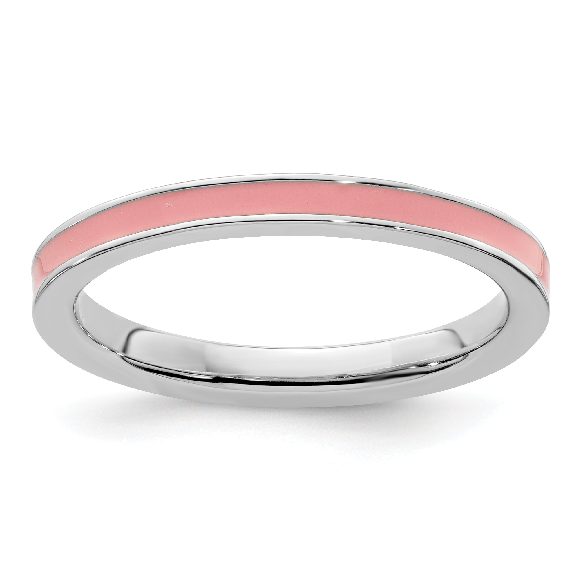 Sterling Silver Stackable Expressions Pink Enameled 2.25mm Ring Main image