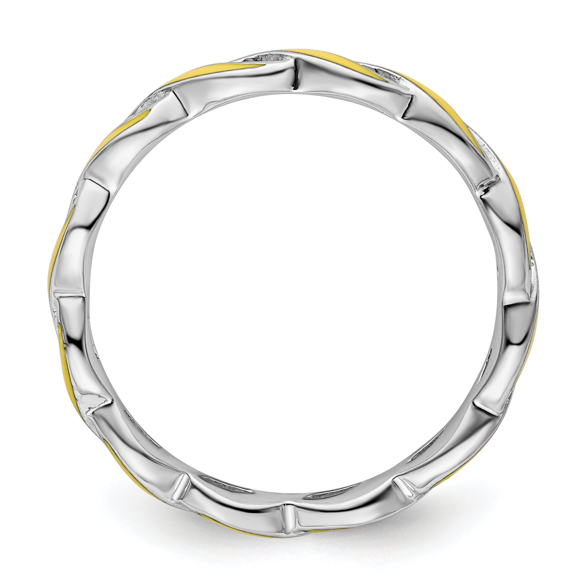 Sterling Silver Stackable Expressions Yellow Enamel Ring Secondary image