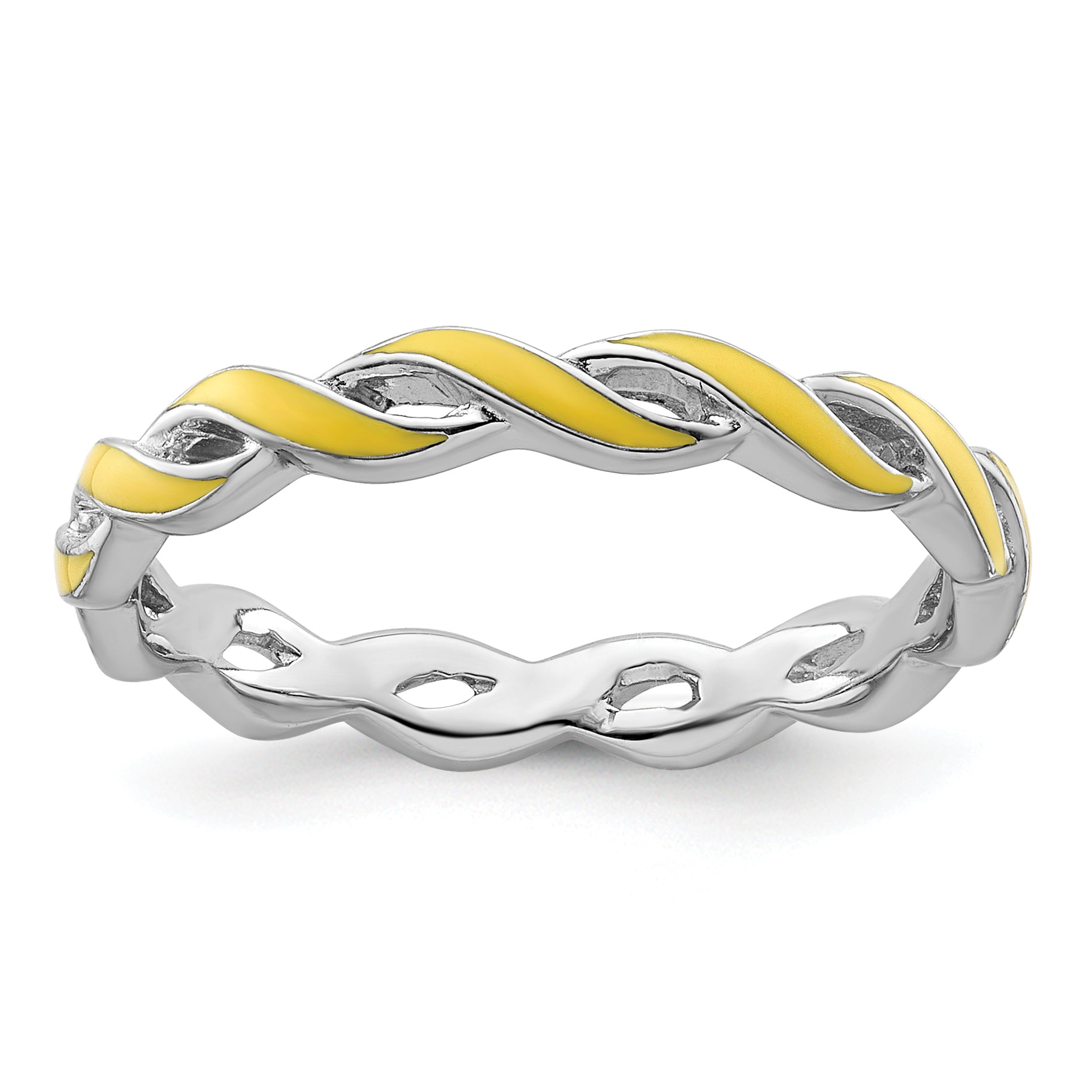 Sterling Silver Stackable Expressions Yellow Enamel Ring Main image