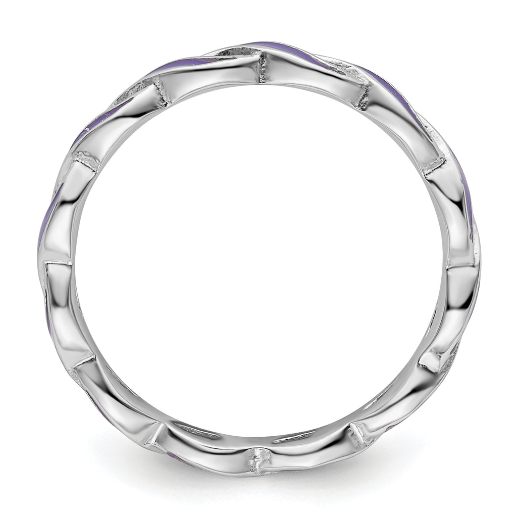 Sterling Silver Stackable Expressions Purple Enamel Ring