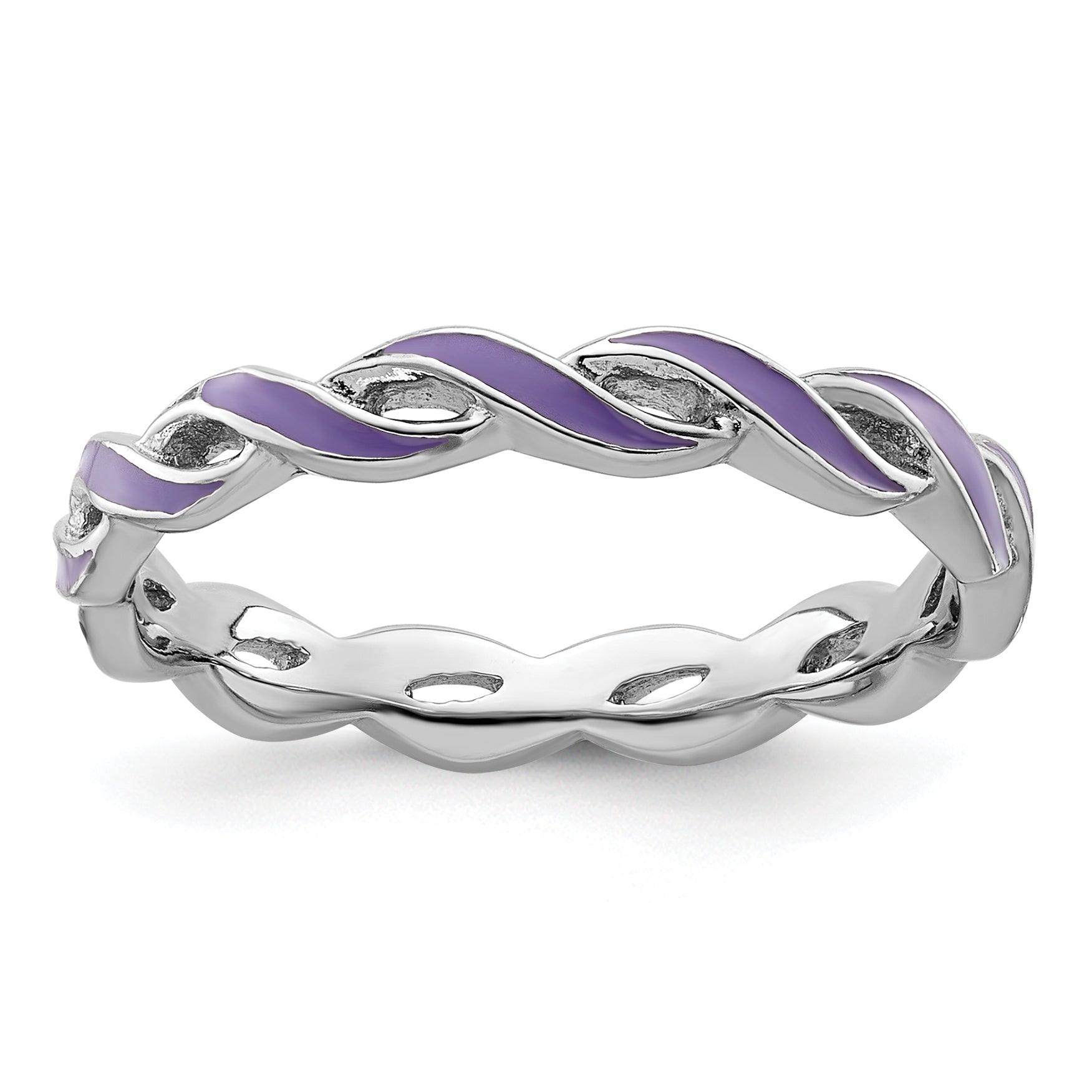 Sterling Silver Stackable Expressions Purple Enamel Ring Main image