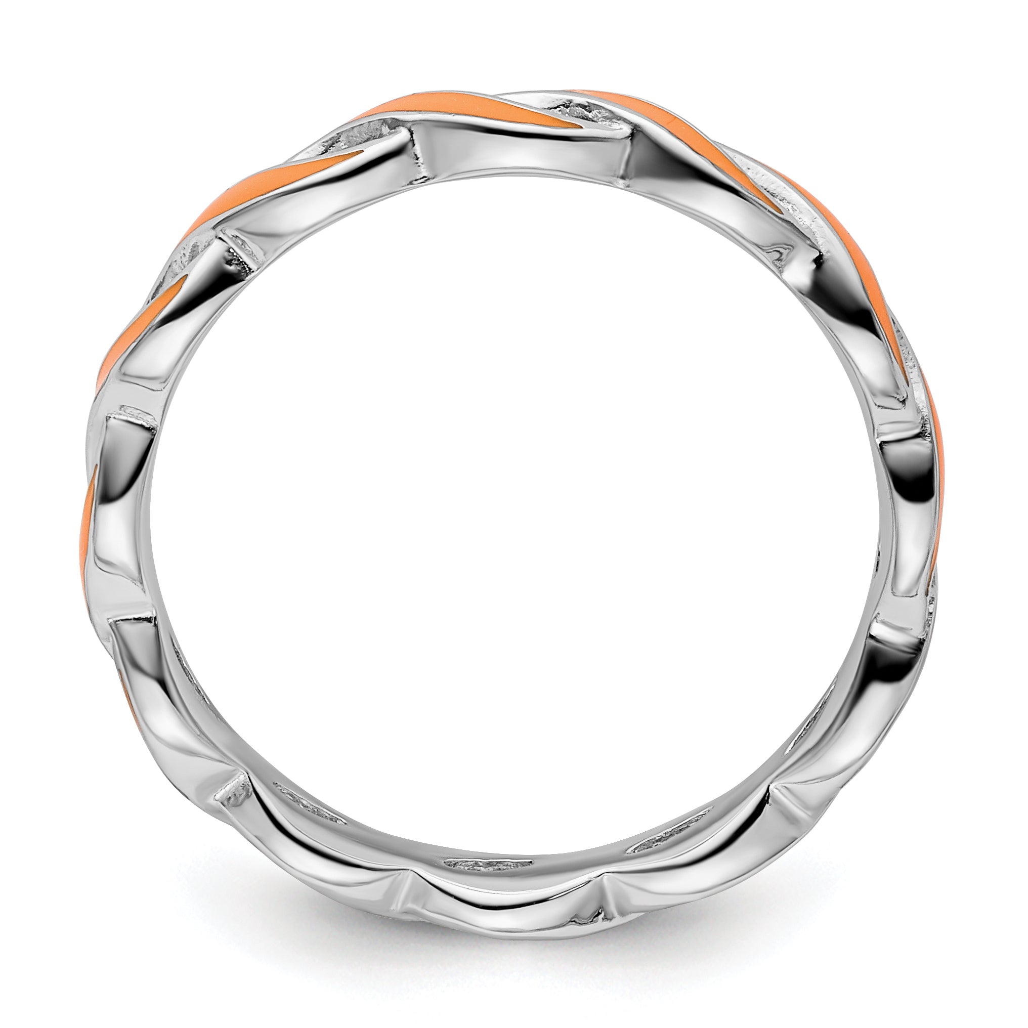 Sterling Silver Stackable Expressions Orange Enamel Ring Secondary image