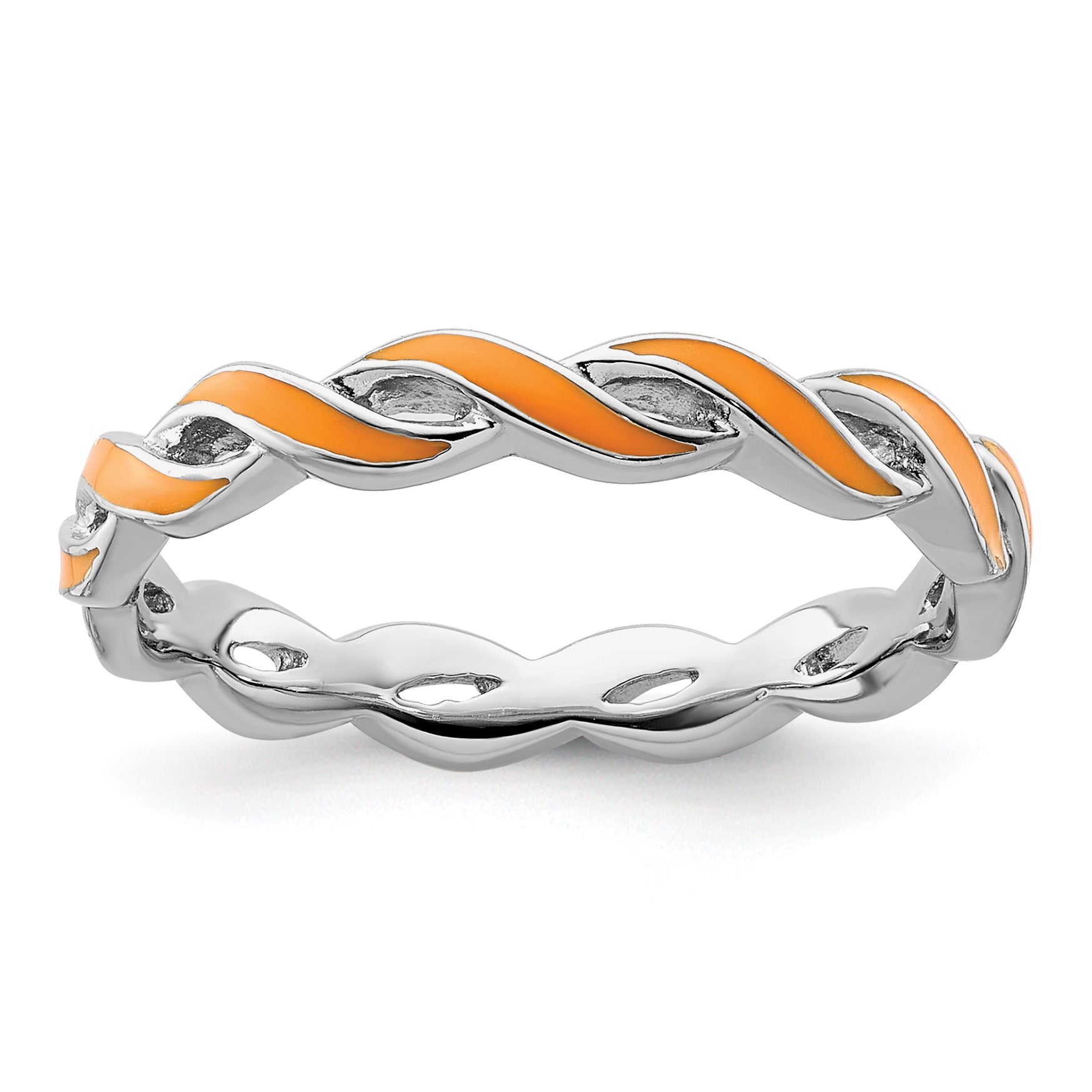 Sterling Silver Stackable Expressions Orange Enamel Ring Main image