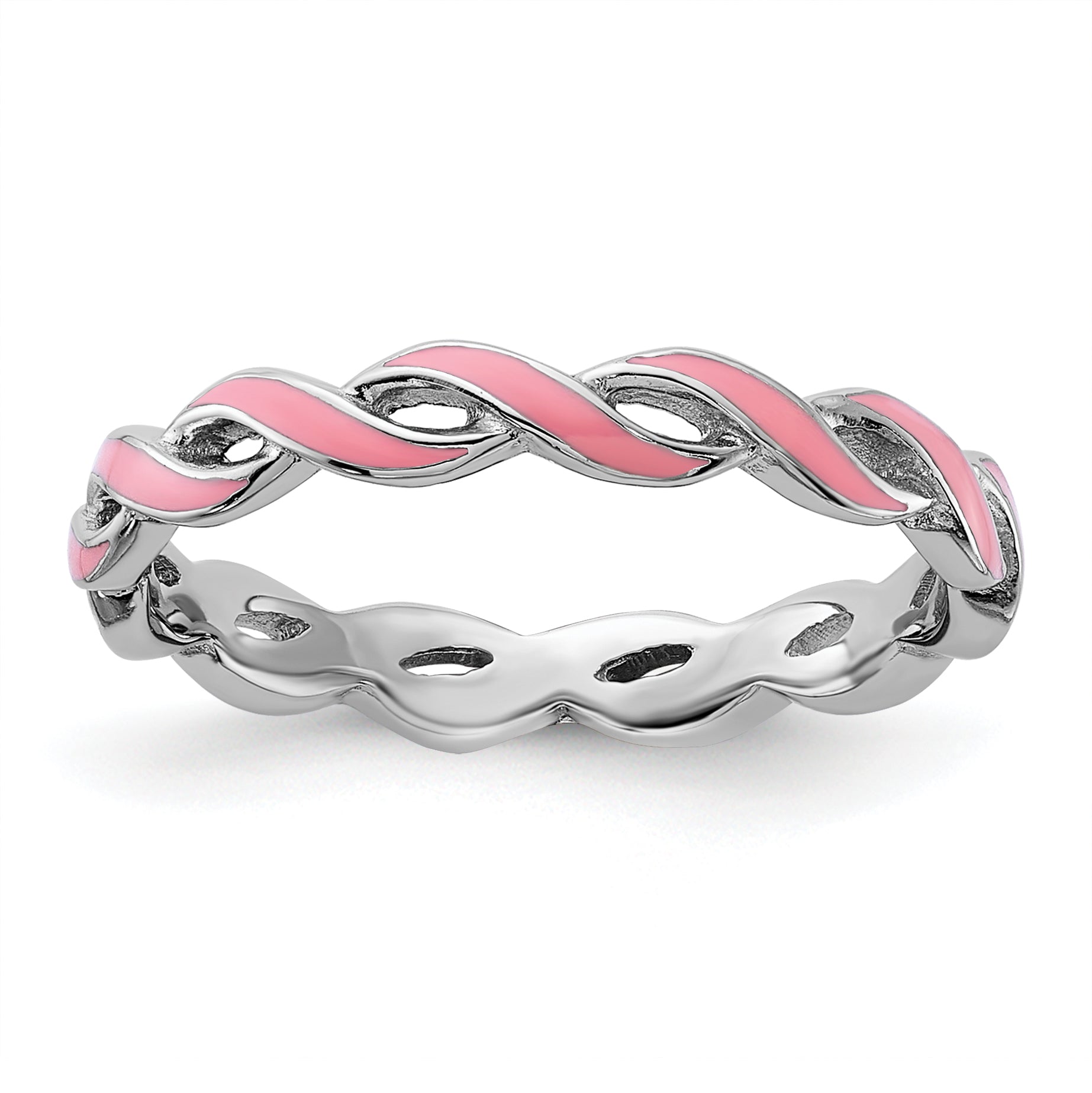 Sterling Silver Stackable Expressions Pink Enamel Ring Main image