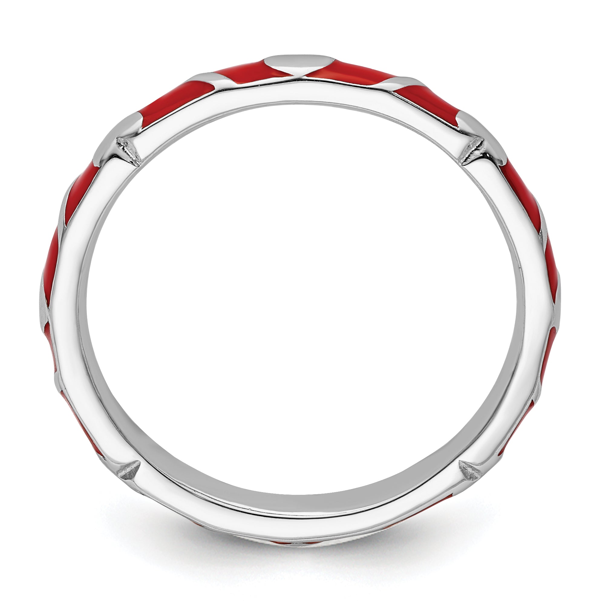 Sterling Silver Stackable Expressions Red Enamel Heart Ring Secondary image
