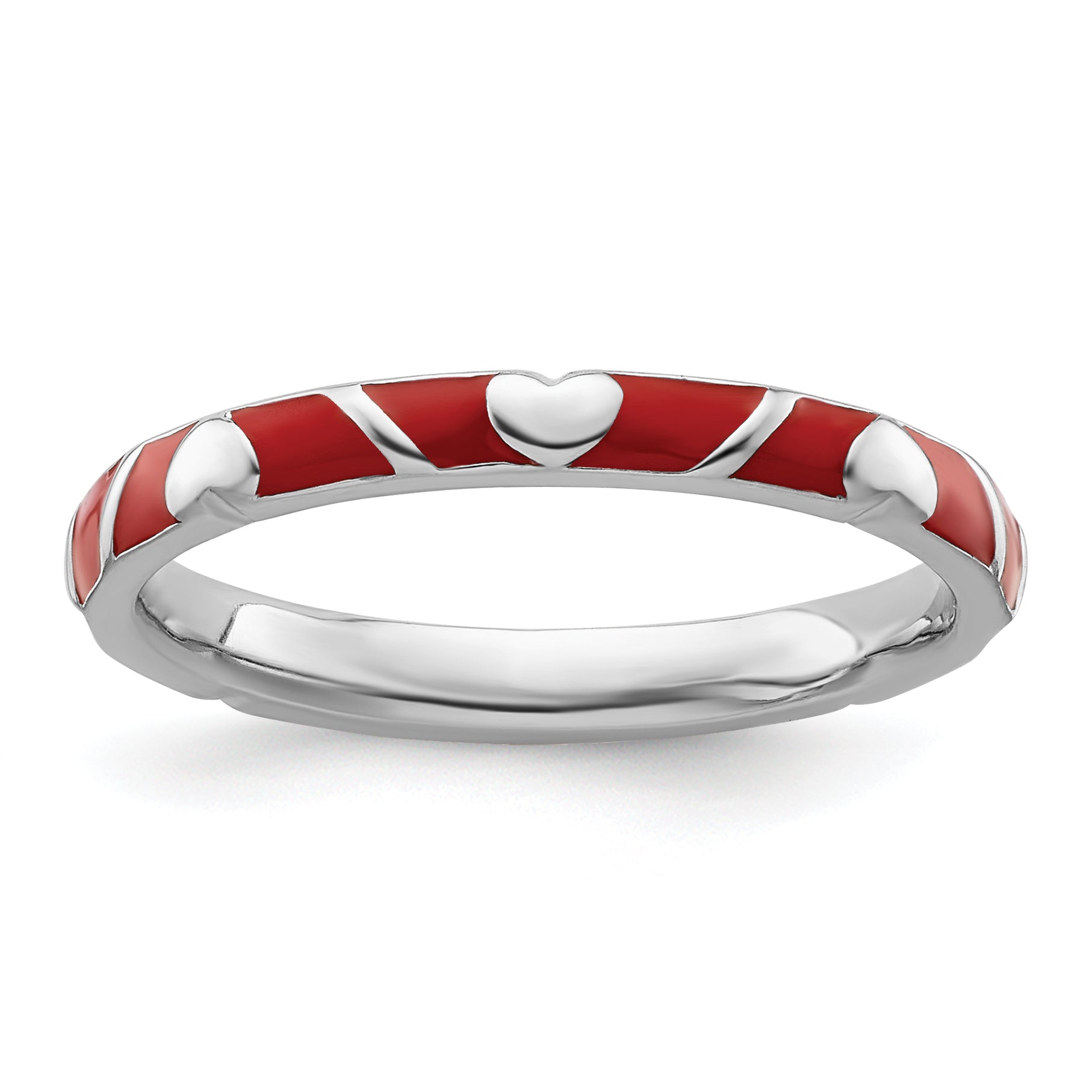 Sterling Silver Stackable Expressions Red Enamel Heart Ring Main image