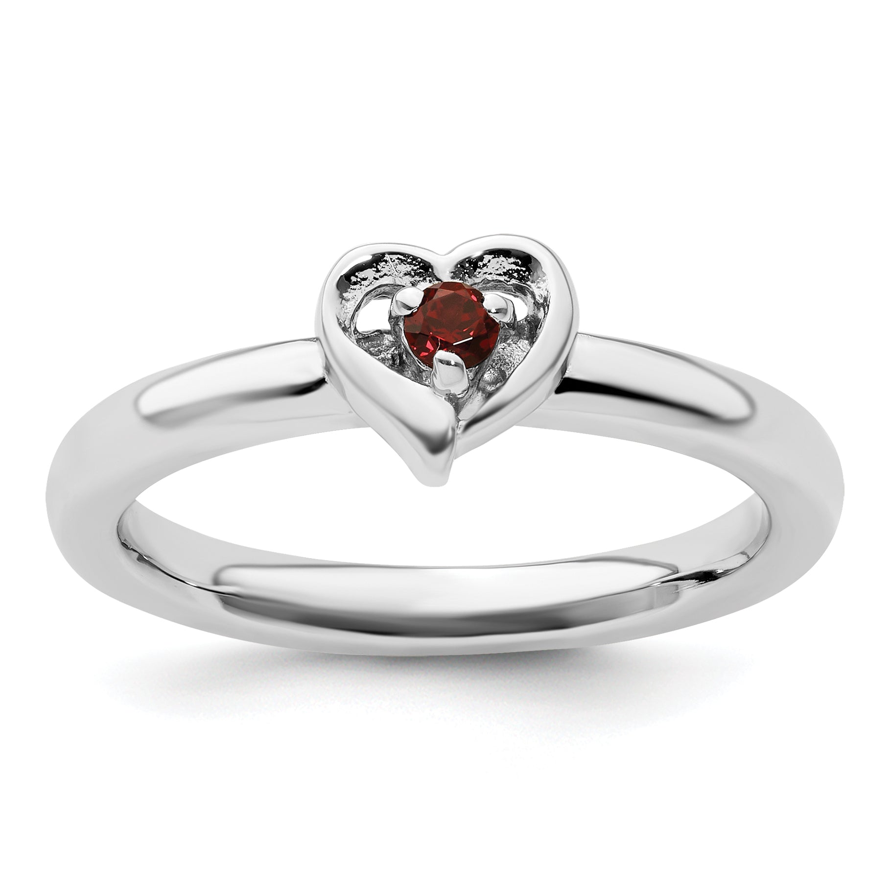 Sterling Silver Stackable Expressions Garnet Heart Ring Main image