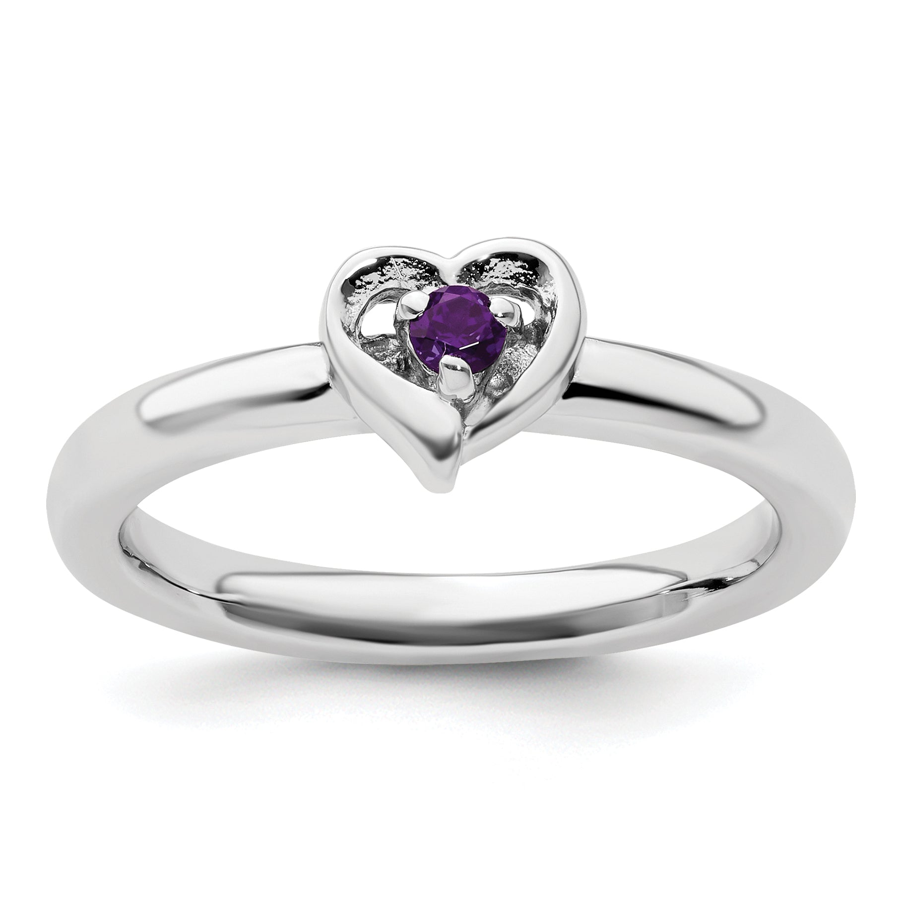 Sterling Silver Stackable Expressions Amethyst Heart Ring Main image