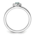 Sterling Silver Stackable Expressions Aquamarine Heart Ring