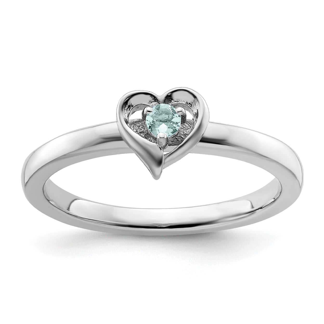 Sterling Silver Stackable Expressions Aquamarine Heart Ring Main image