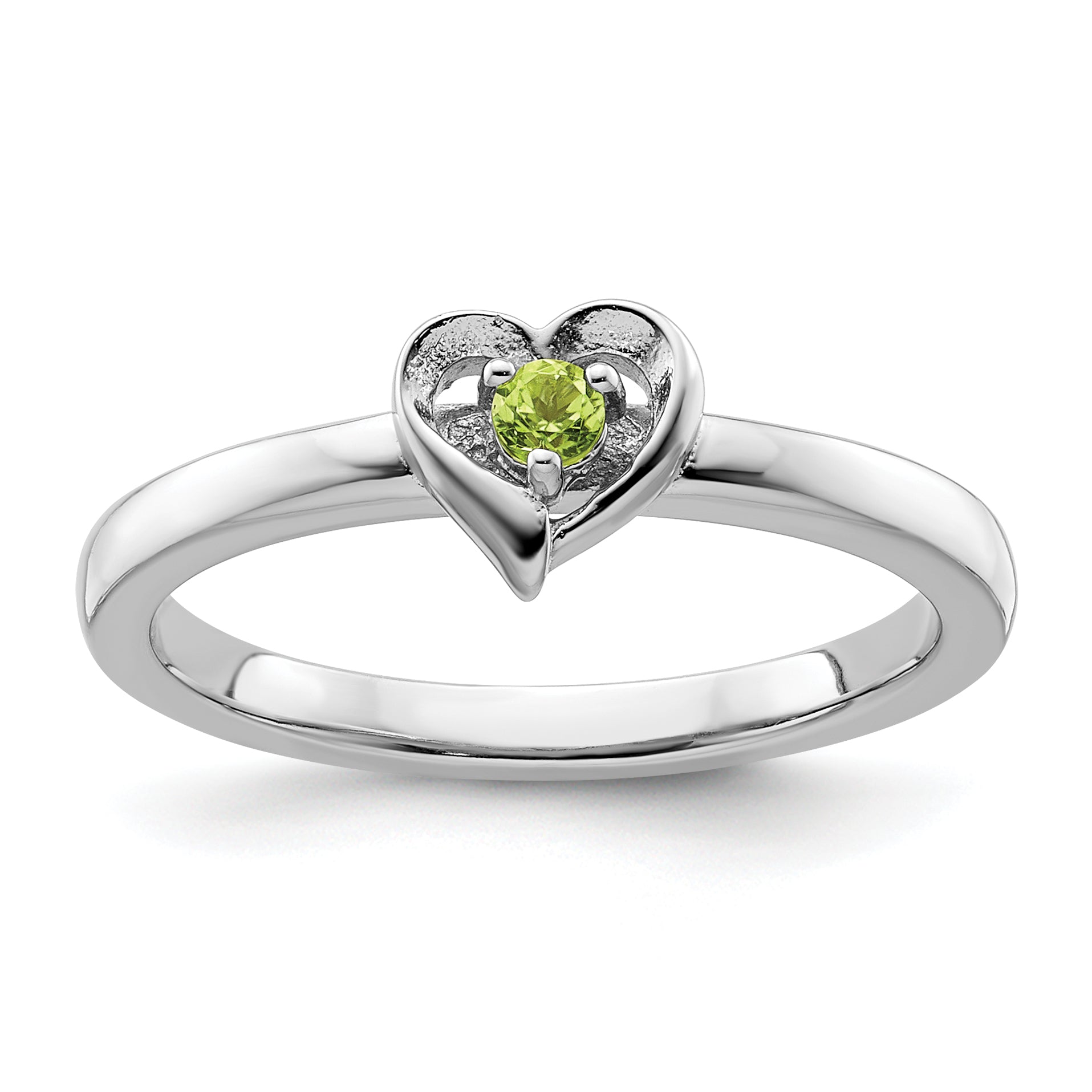 Sterling Silver Stackable Expressions Peridot Heart Ring Main image