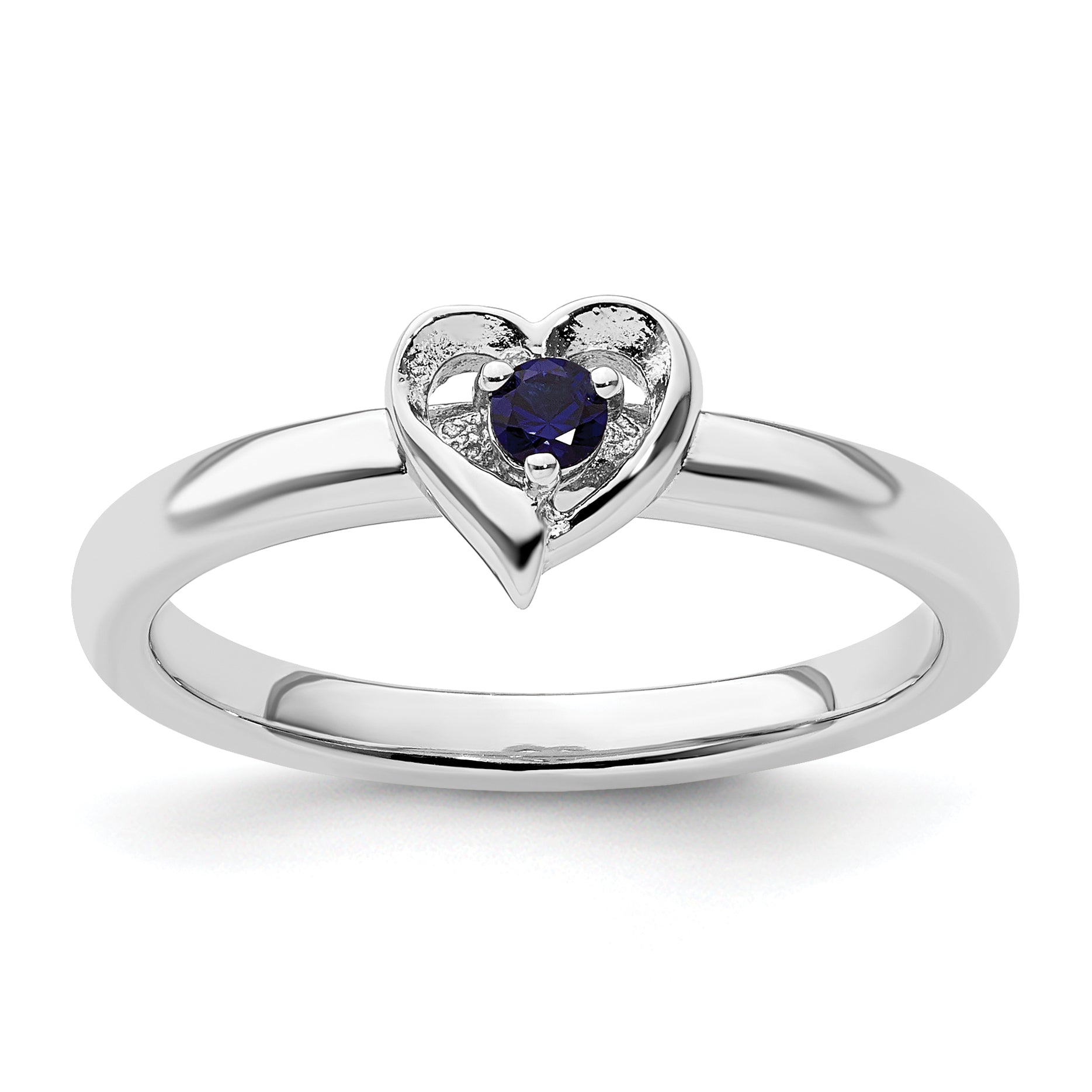 Sterling Silver Stackable Expressions Created Sapphire Heart Ring Main image