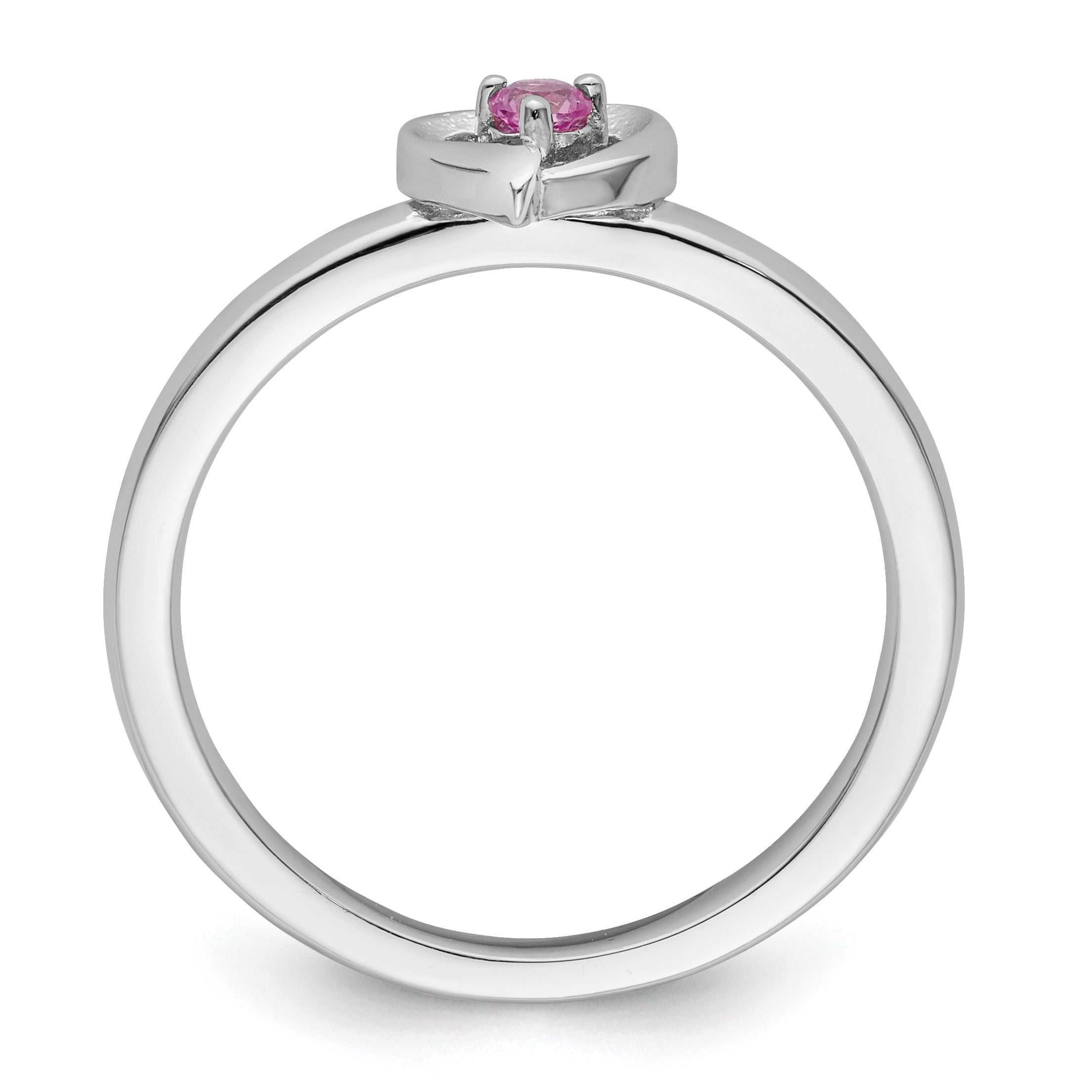 Sterling Silver Stackable Expressions Created Pink Sapphire Heart Ring Secondary image