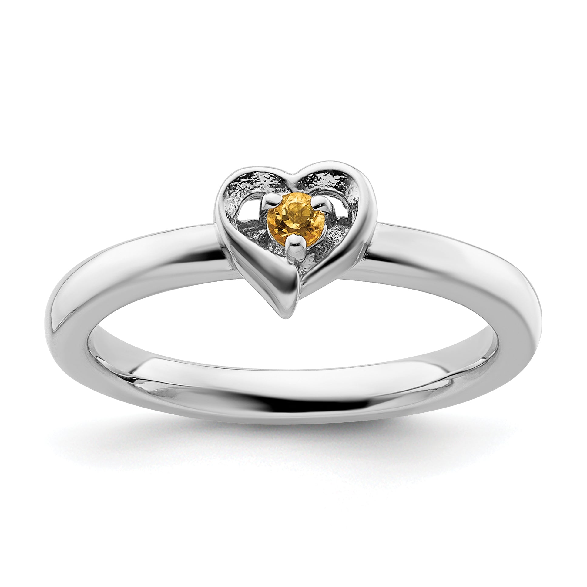 Sterling Silver Stackable Expressions Citrine Heart Ring Main image