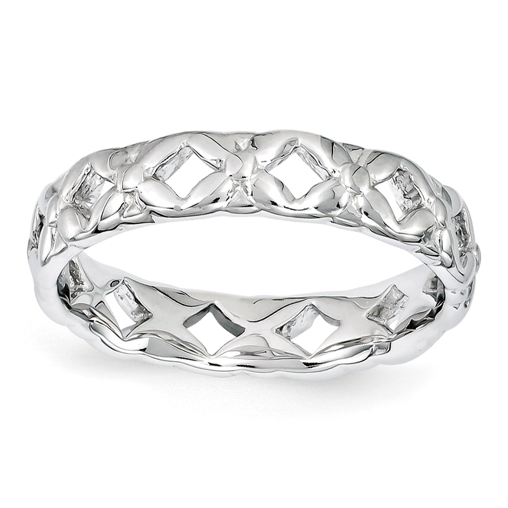 Sterling Silver Stackable Expressions Carved Ring Main image